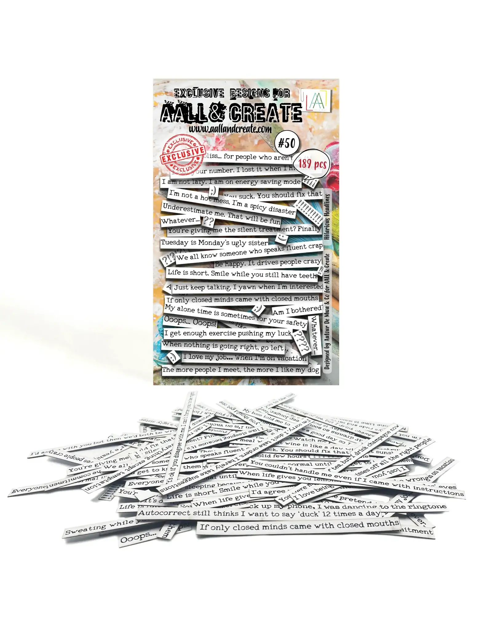 AALL & CREATE AALL & CREATE AUTOUR DE MWA #50 HILARIOUS HEADLINES DIE CUTS 189/PK