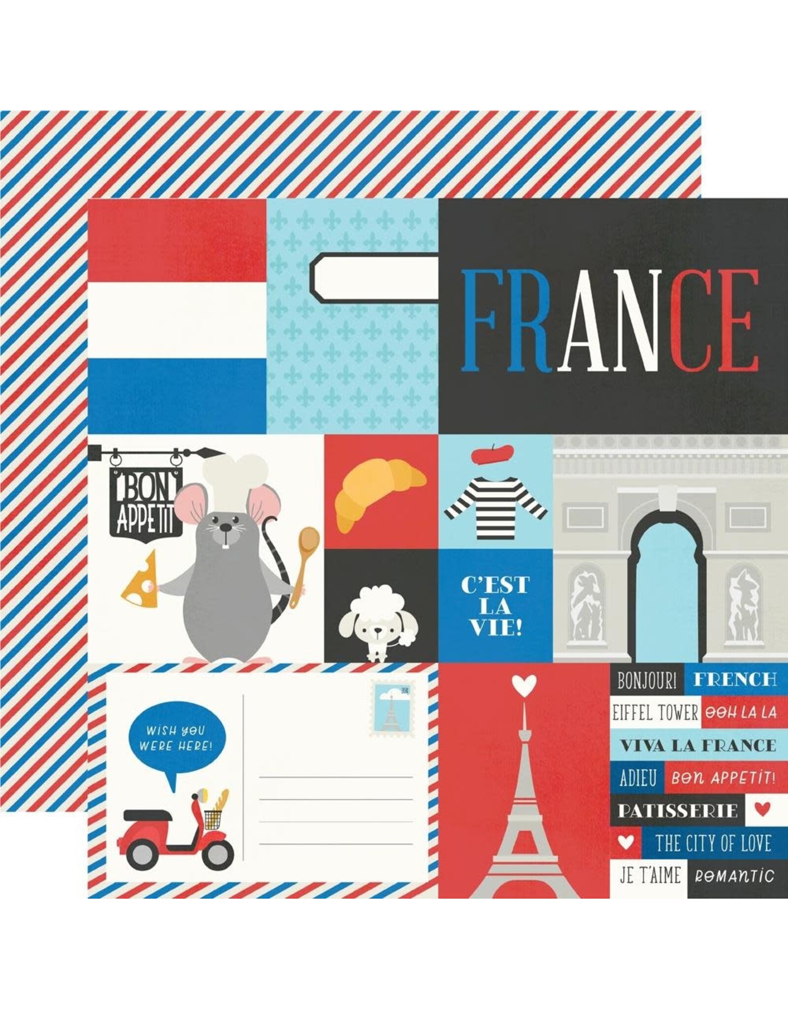 SIMPLE STORIES SIMPLE STORIES SAY CHEESE EPIC FRANCE 12x12 CARDSTOCK