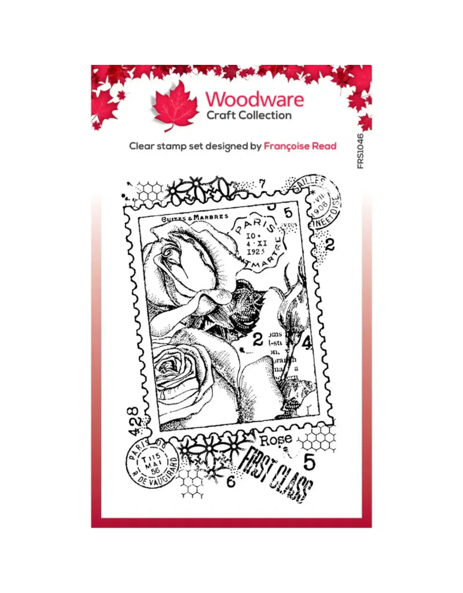 WOODWARE CRAFT COLLECTION WOODWARE CRAFT COLLECTION FRANCOISE READ POSTAL ROSE CLEAR STAMP