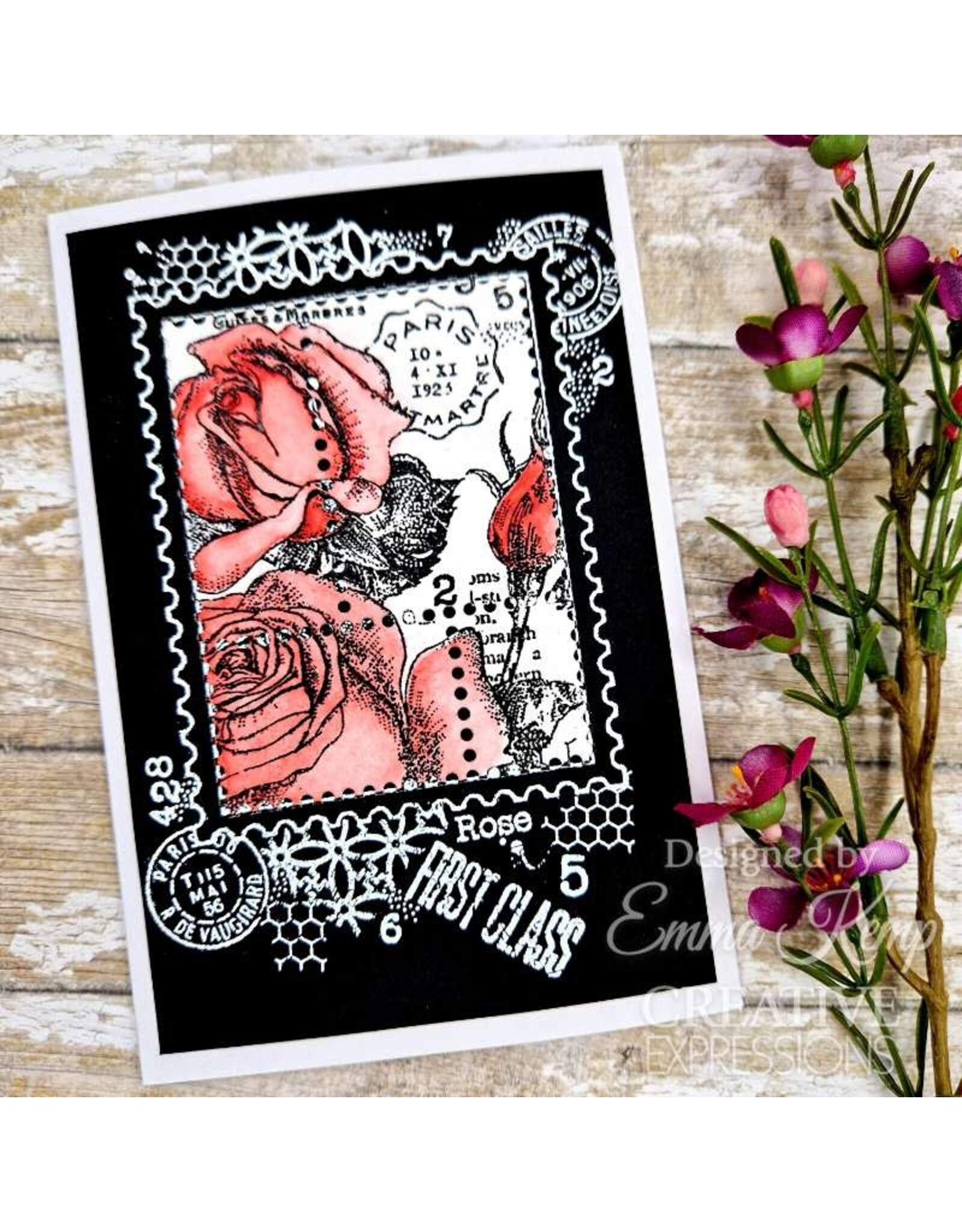 WOODWARE CRAFT COLLECTION WOODWARE CRAFT COLLECTION FRANCOISE READ POSTAL ROSE CLEAR STAMP