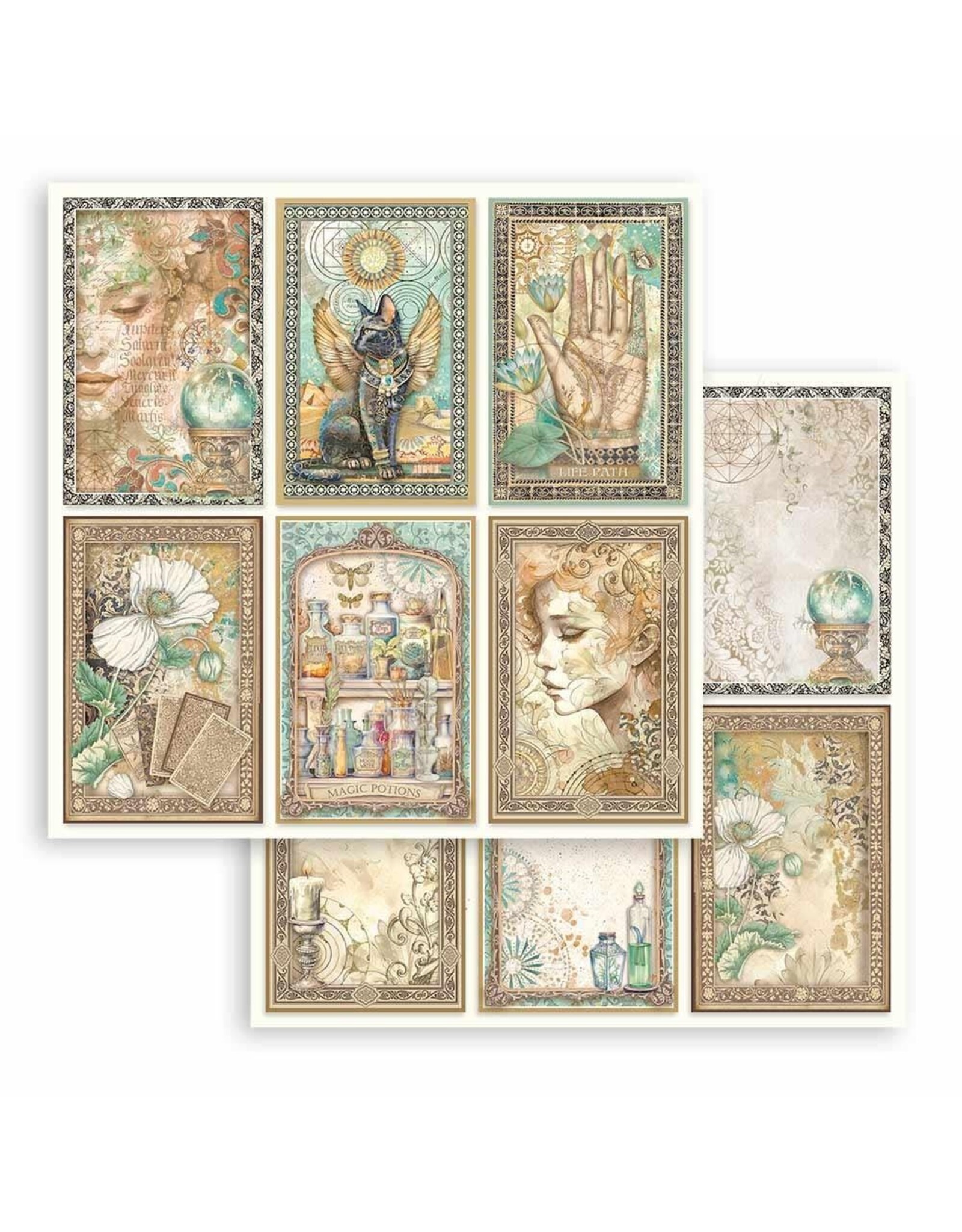 STAMPERIA STAMPERIA FORTUNE 6 CARDS 12x12 CARDSTOCK