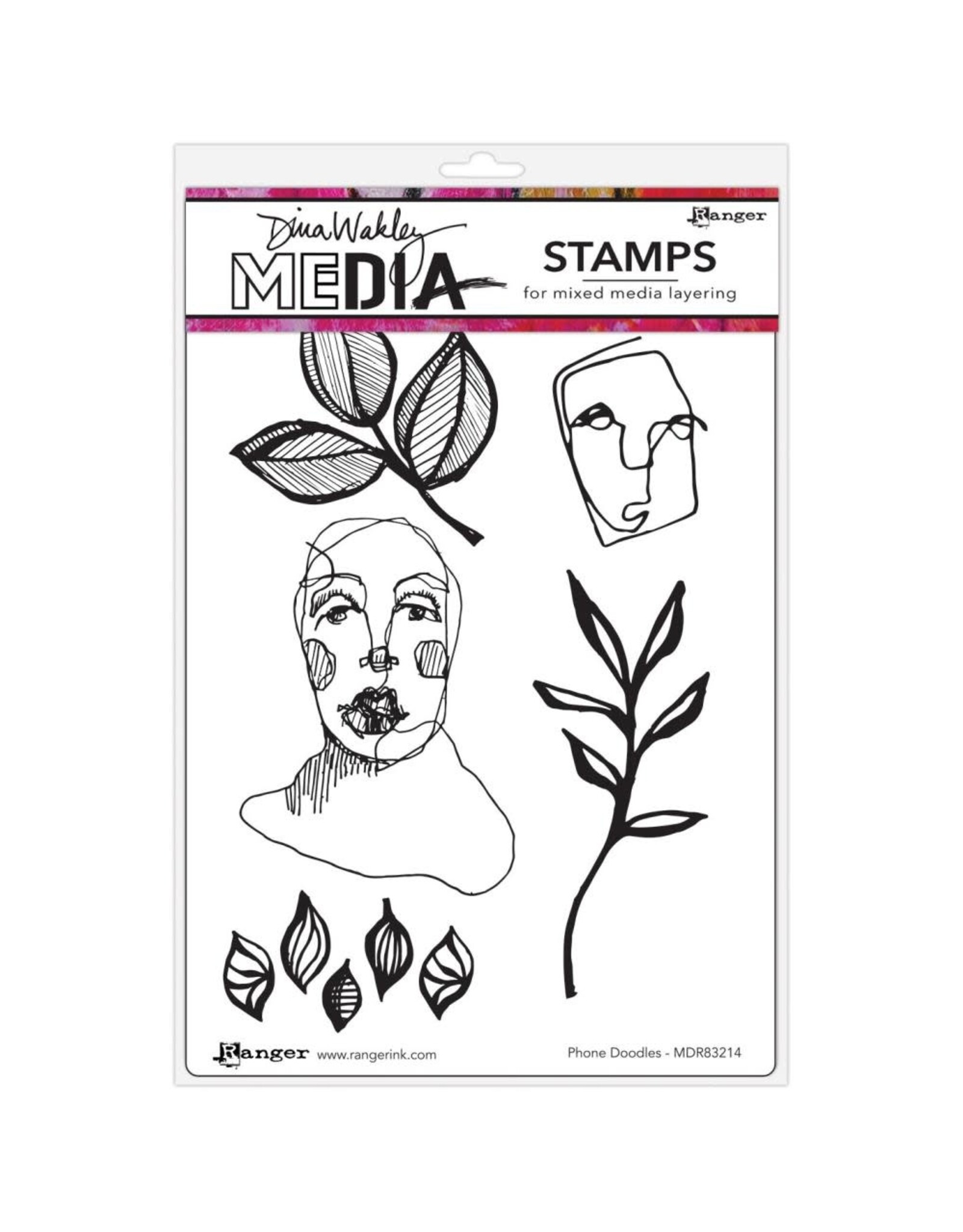 RANGER RANGER DINA WAKLEY MEDIA PHONE DOODLES CLING STAMP SET