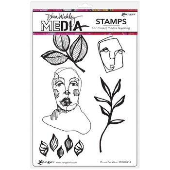 RANGER RANGER DINA WAKLEY MEDIA PHONE DOODLES CLING STAMP SET