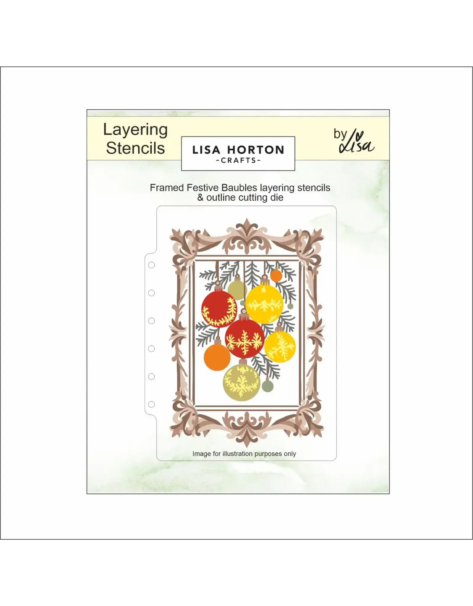 LISA HORTON CRAFTS LISA HORTON CRAFTS FRAMED FESTIVE BAUBLES 5x7 LAYERING STENCILS & DIE