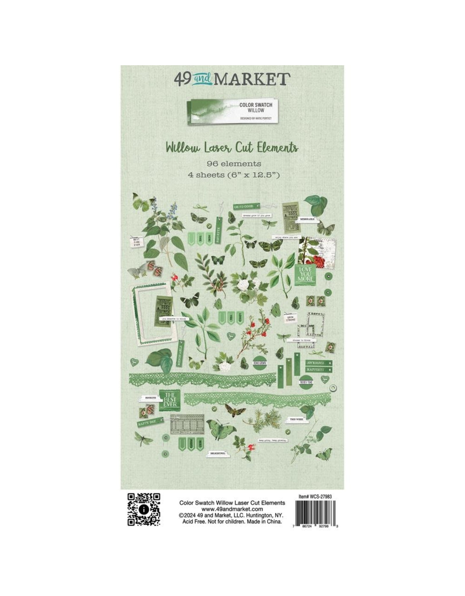 49 AND MARKET 49 AND MARKET COLOR SWATCH WILLOW 6x12 LASER CUT ELEMENTS 96/PK