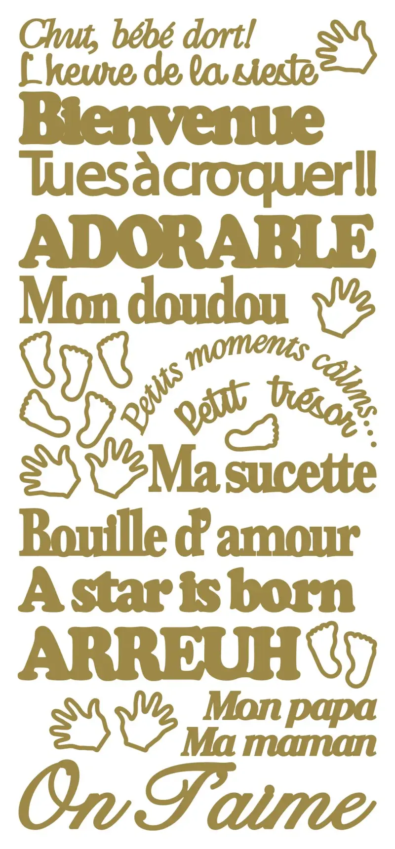 ECSTASY CRAFTS ECSTASY CRAFTS CHUT BÉBÉ DORT GOLD PEEL OFF STICKERS