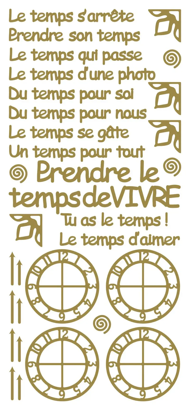 ECSTASY CRAFTS ECSTASY CRAFTS LE TEMPS S'ARRETE GOLD PEEL OFF STICKERS