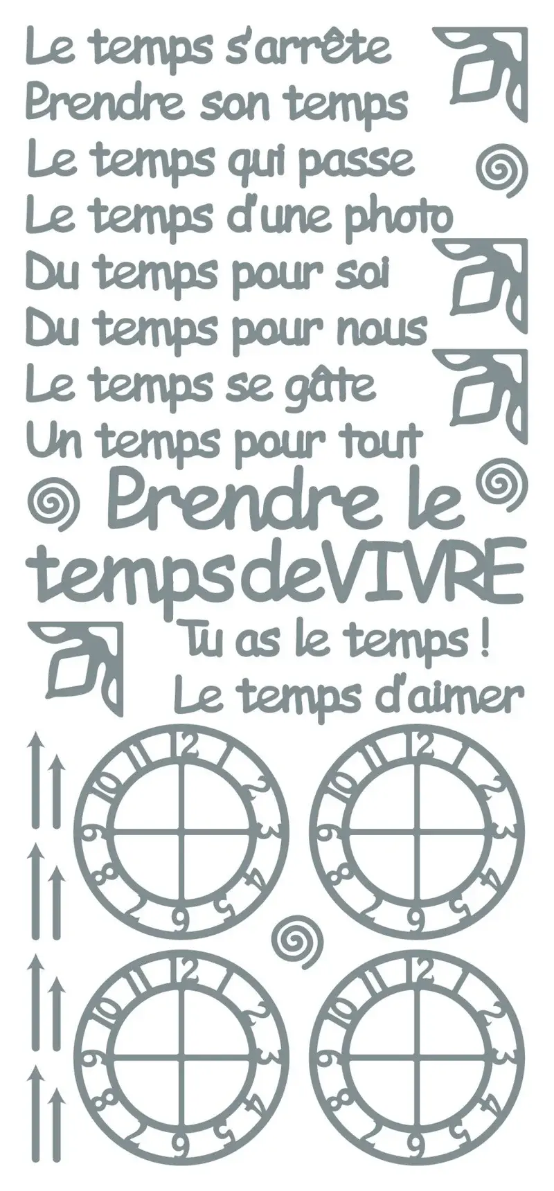 ECSTASY CRAFTS ECSTASY CRAFTS LE TEMPS S'ARRETE SILVER PEEL OFF STICKERS