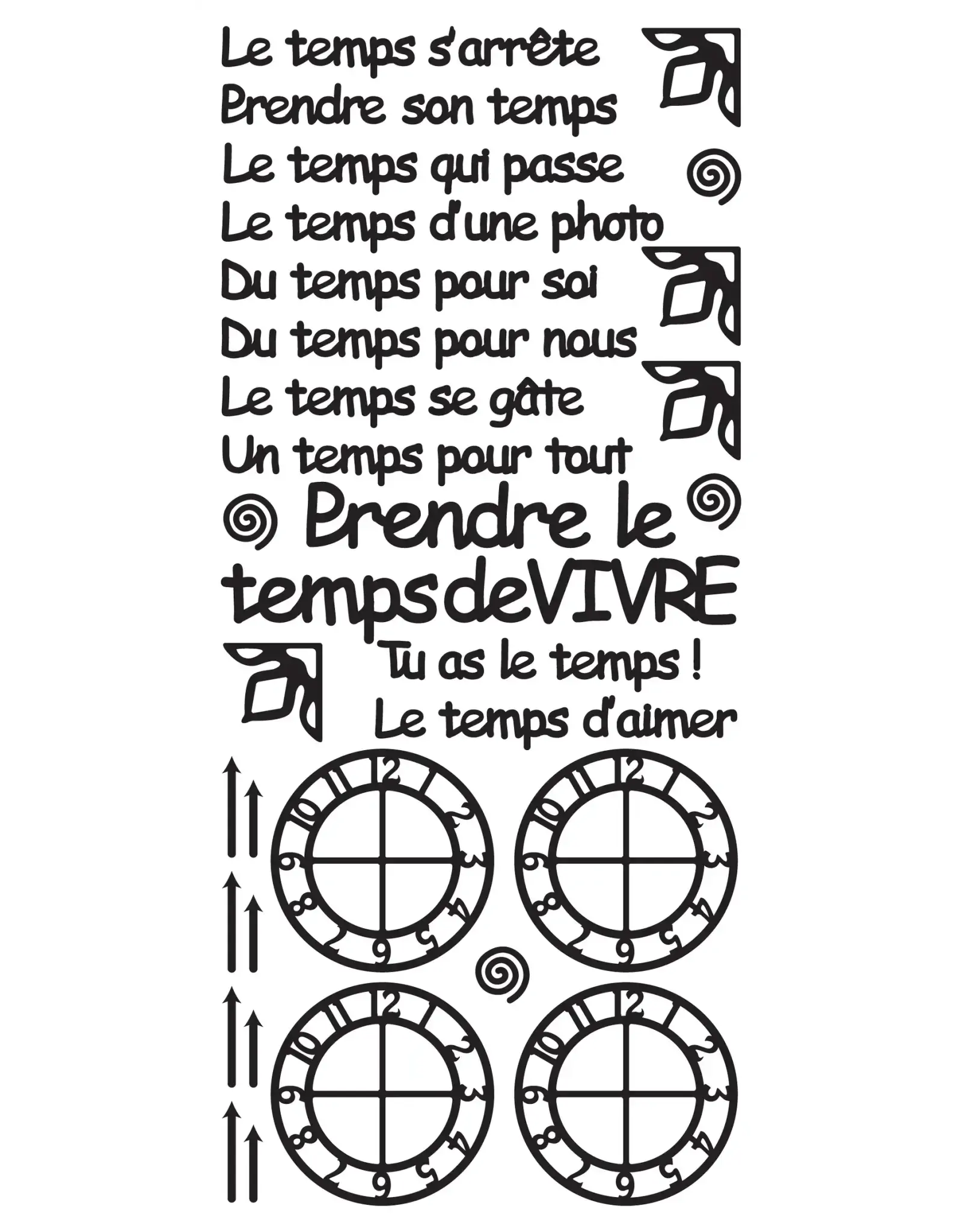ECSTASY CRAFTS ECSTASY CRAFTS LE TEMPS S'ARRETE BLACK PEEL OFF STICKERS