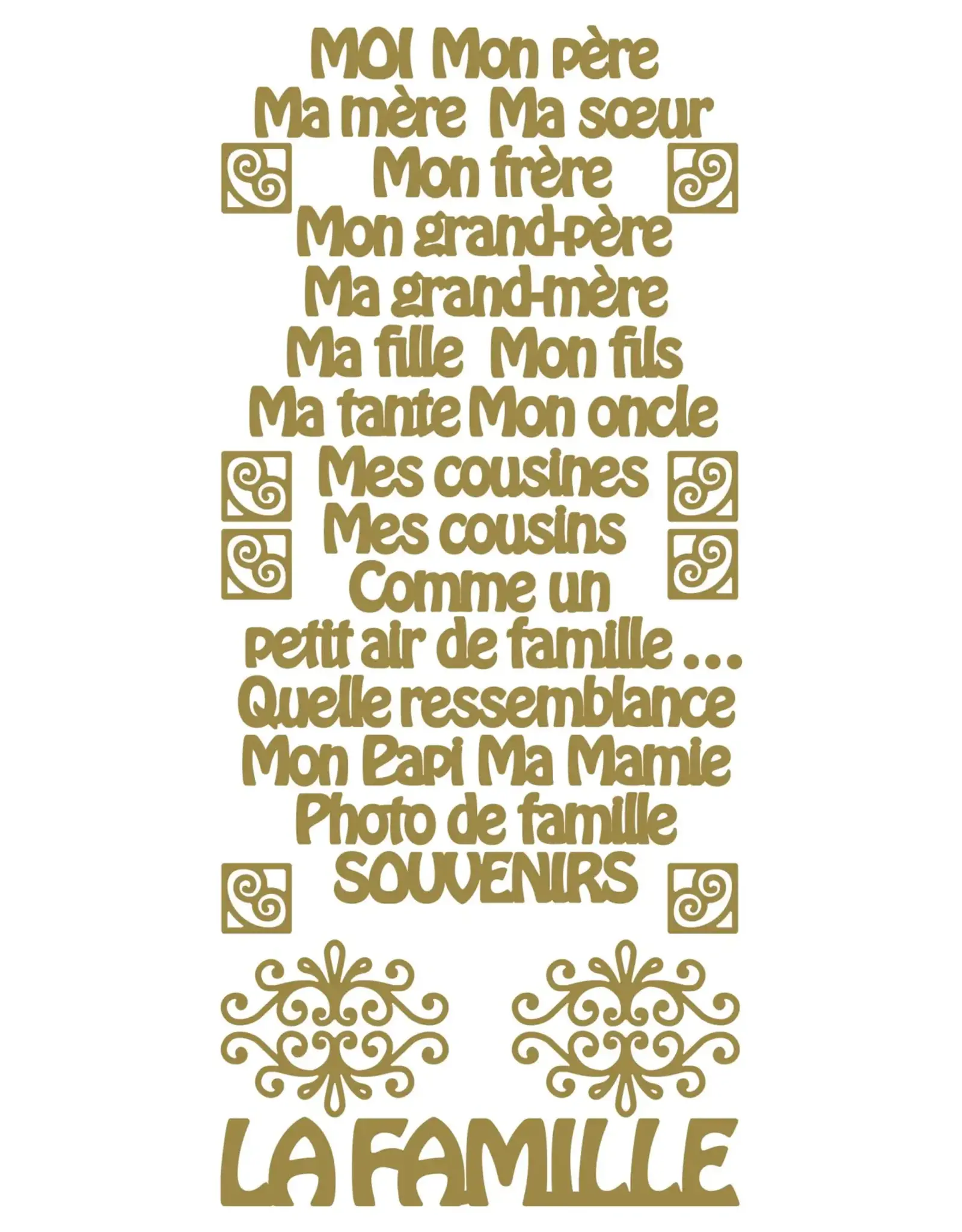 ECSTASY CRAFTS ECSTASY CRAFTS LA FAMILLE GOLD PEEL OFF STICKERS