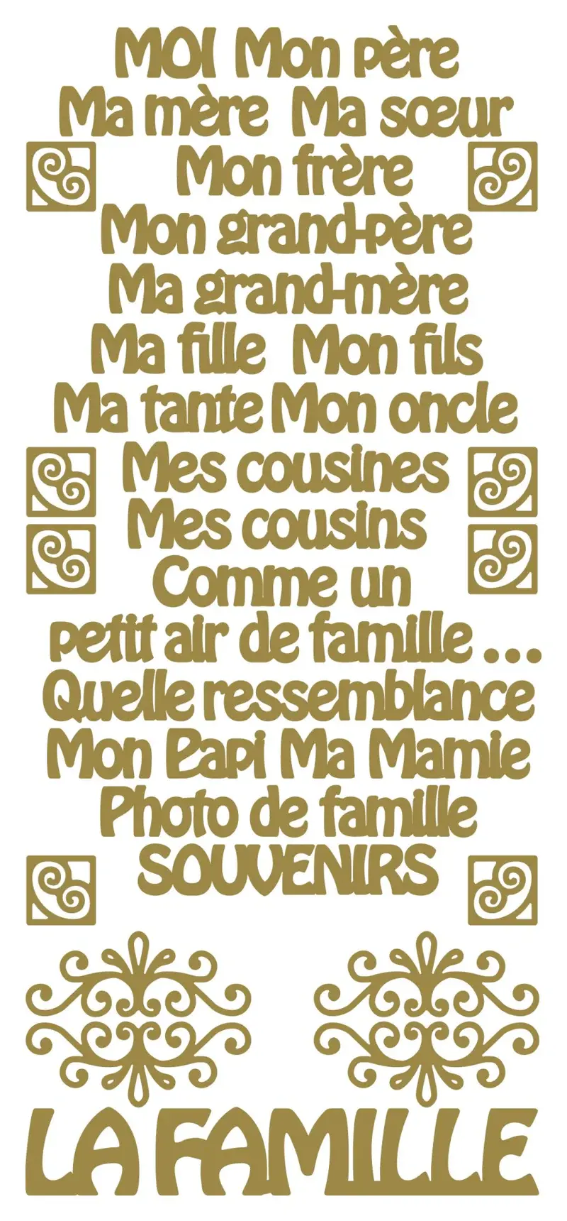 ECSTASY CRAFTS ECSTASY CRAFTS LA FAMILLE GOLD PEEL OFF STICKERS