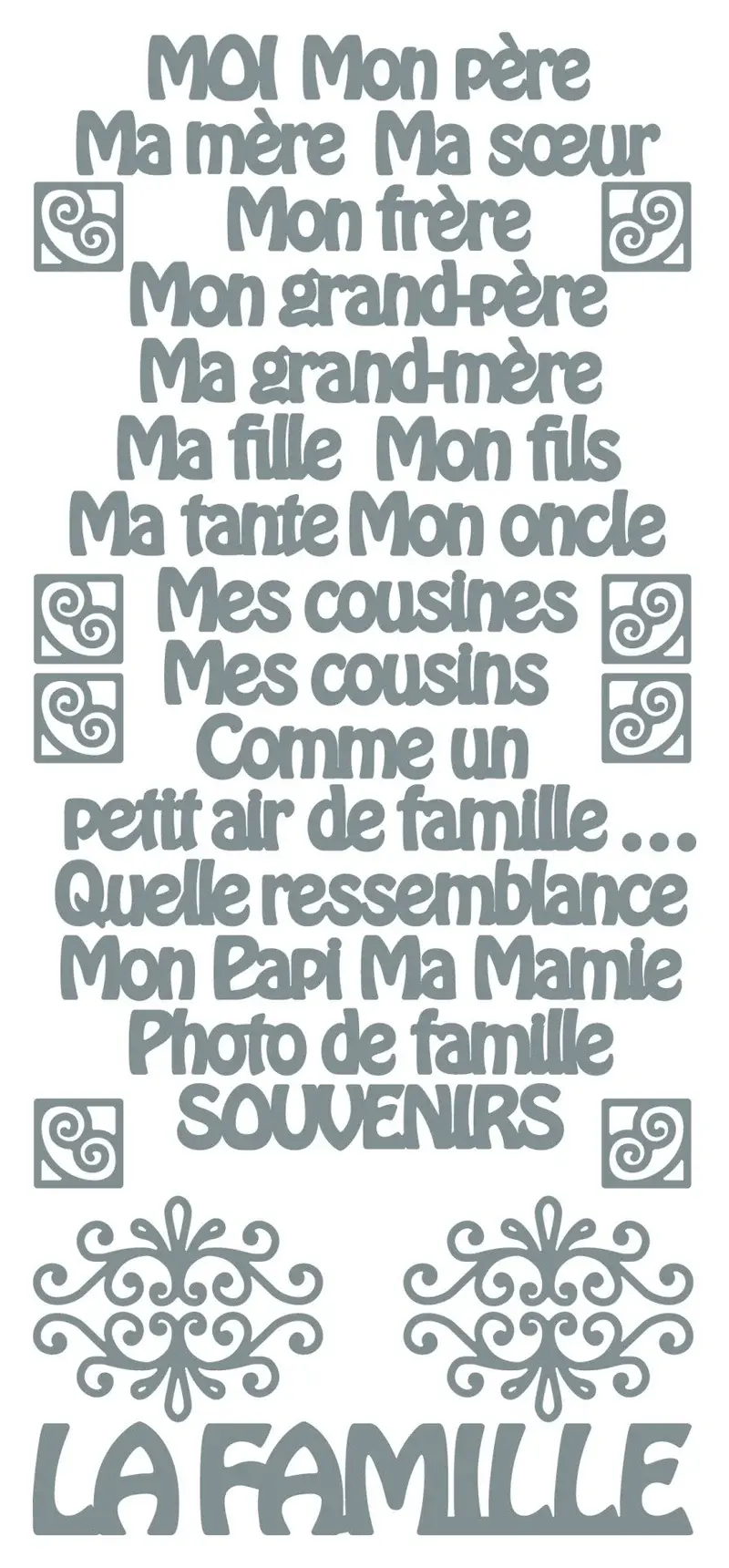 ECSTASY CRAFTS ECSTASY CRAFTS LA FAMILLE SILVER PEEL OFF STICKERS