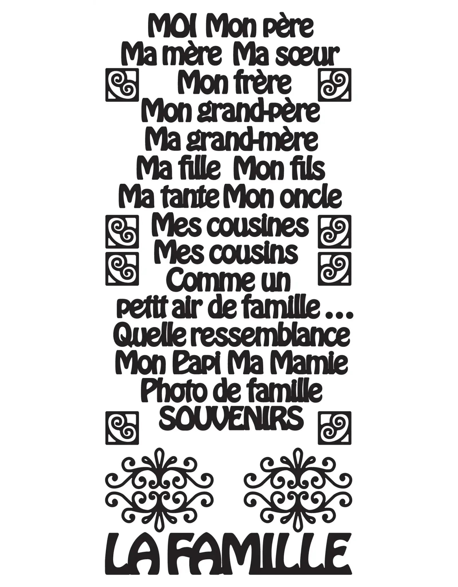 ECSTASY CRAFTS ECSTASY CRAFTS LA FAMILLE BLACK PEEL OFF STICKERS