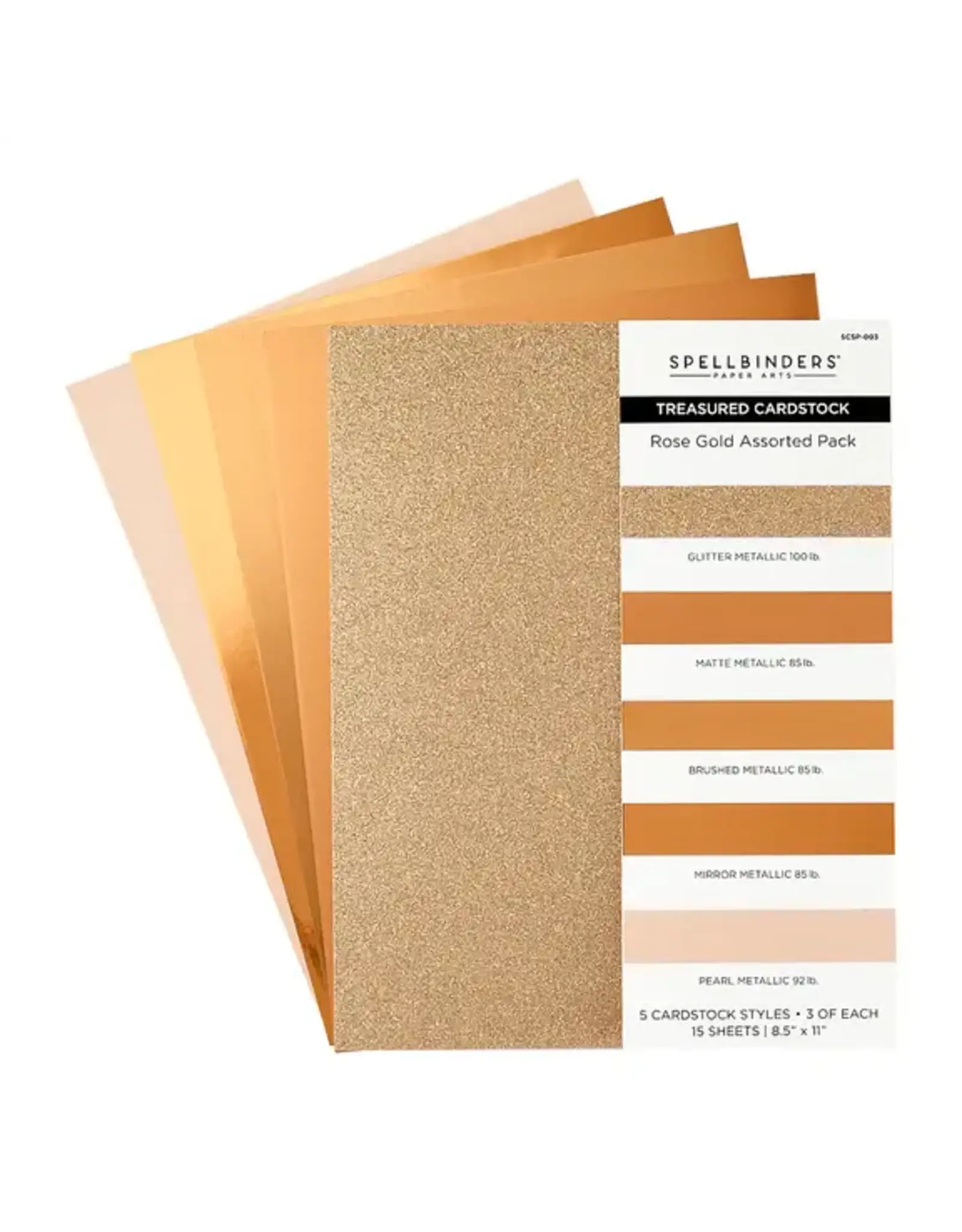 SPELLBINDERS SPELLBINDERS ROSE GOLD ASSORTMENT TREASURED CARDSTOCK 8.5x11 15/PK