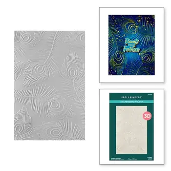 SPELLBINDERS SPELLBINDERS DAWN BIBBY FEATHER FLOURISH PEACOCK PARADISE COLLECTION 3D EMBOSSING FOLDER
