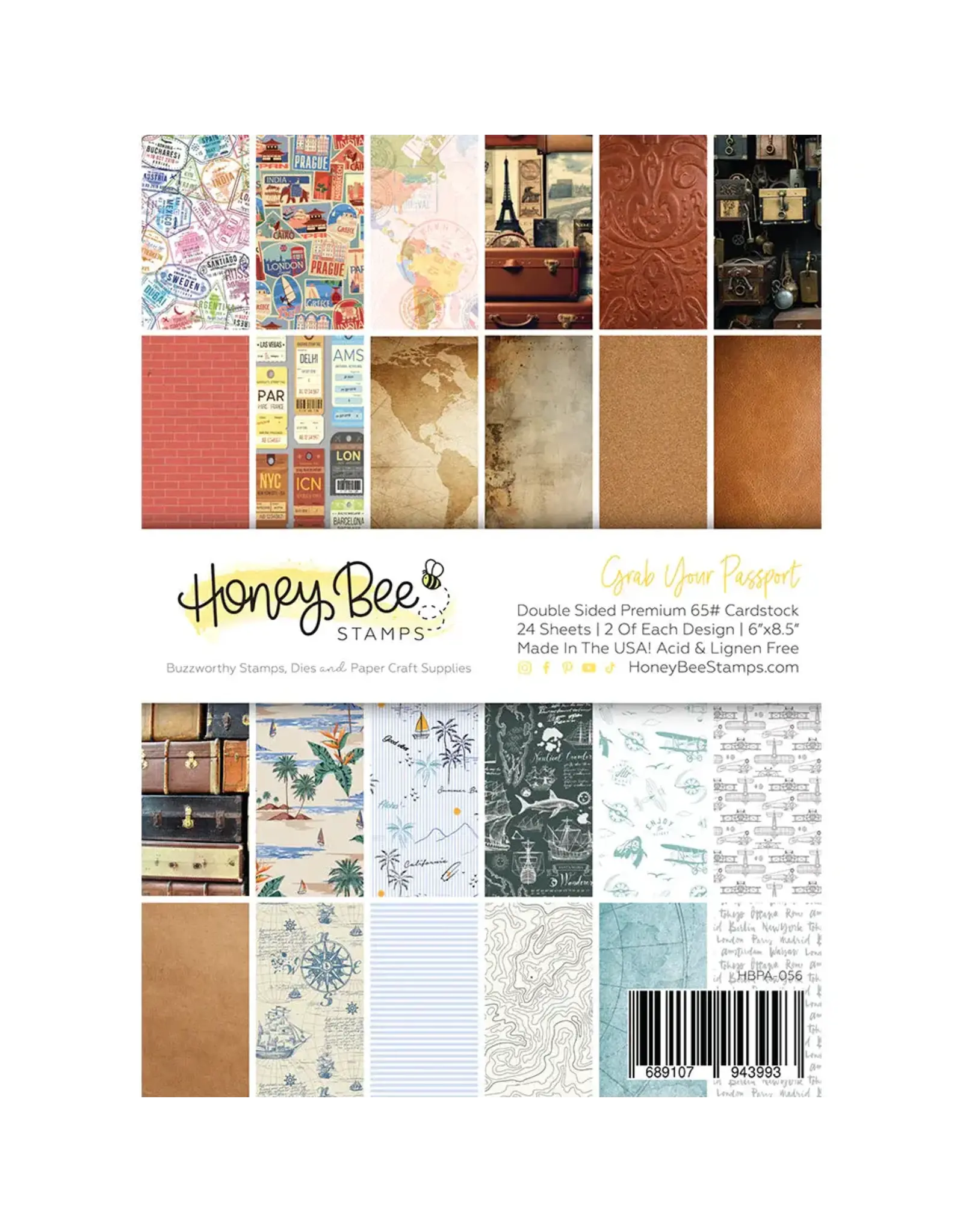 HONEY BEE HONEY BEE STAMPS GRAB YOUR PASSPORT PAPER PAD 6X8.5 24 SHEETS
