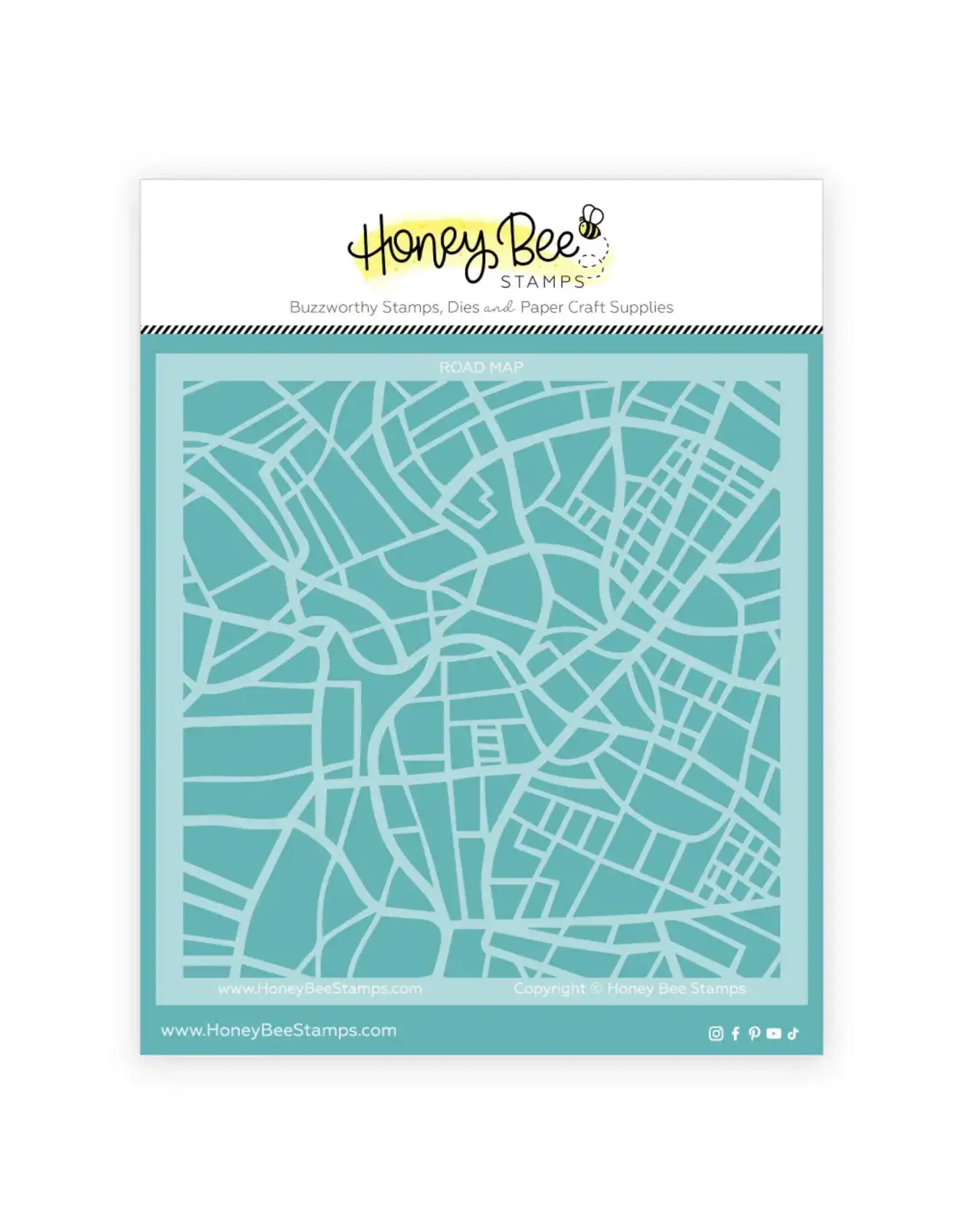 HONEY BEE HONEY BEE STAMPS ROAD MAP 6x6 BACKGROUND STENCIL