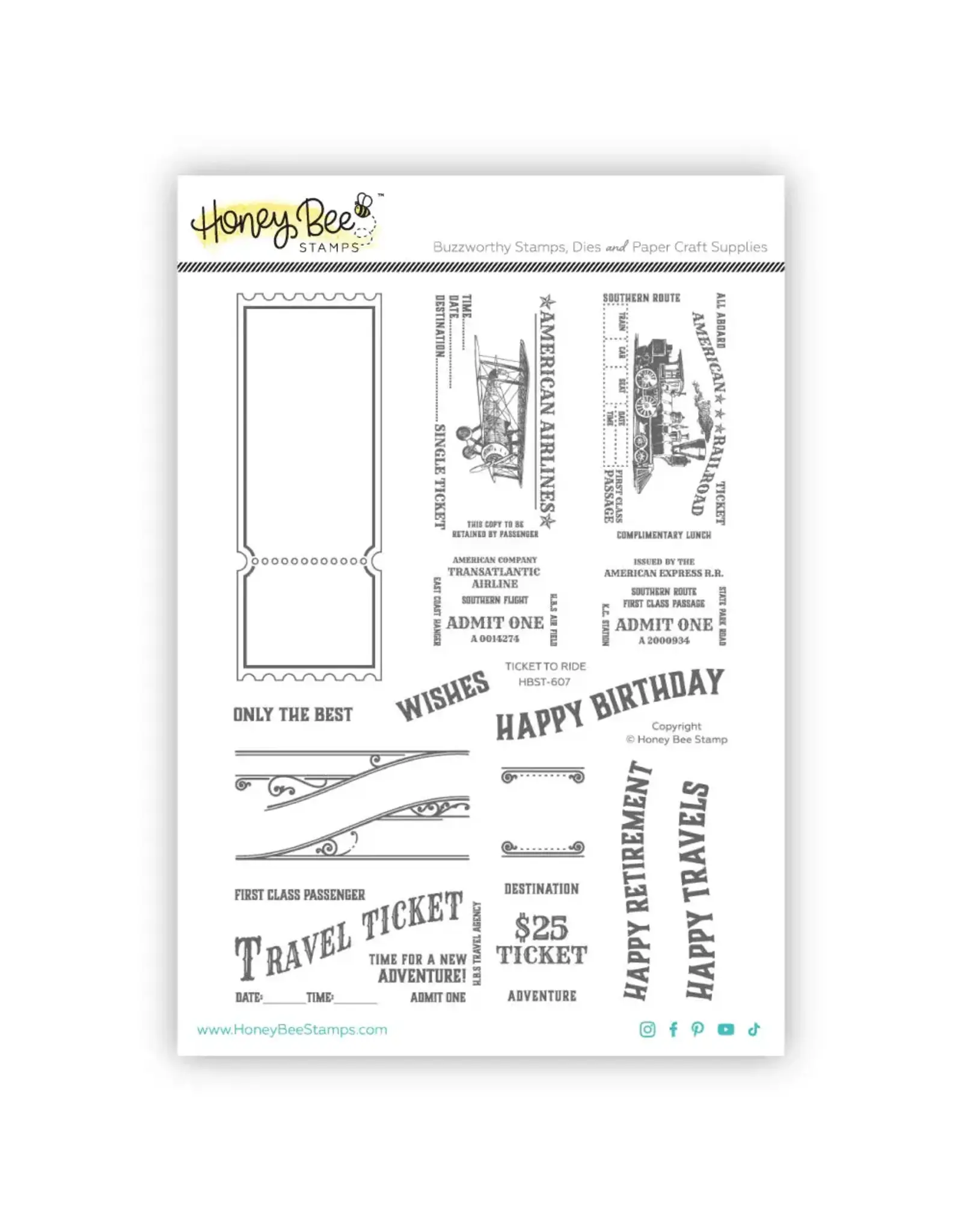 HONEY BEE HONEY BEE STAMPS TICKET TO RIDE CLEAR STAMP SET