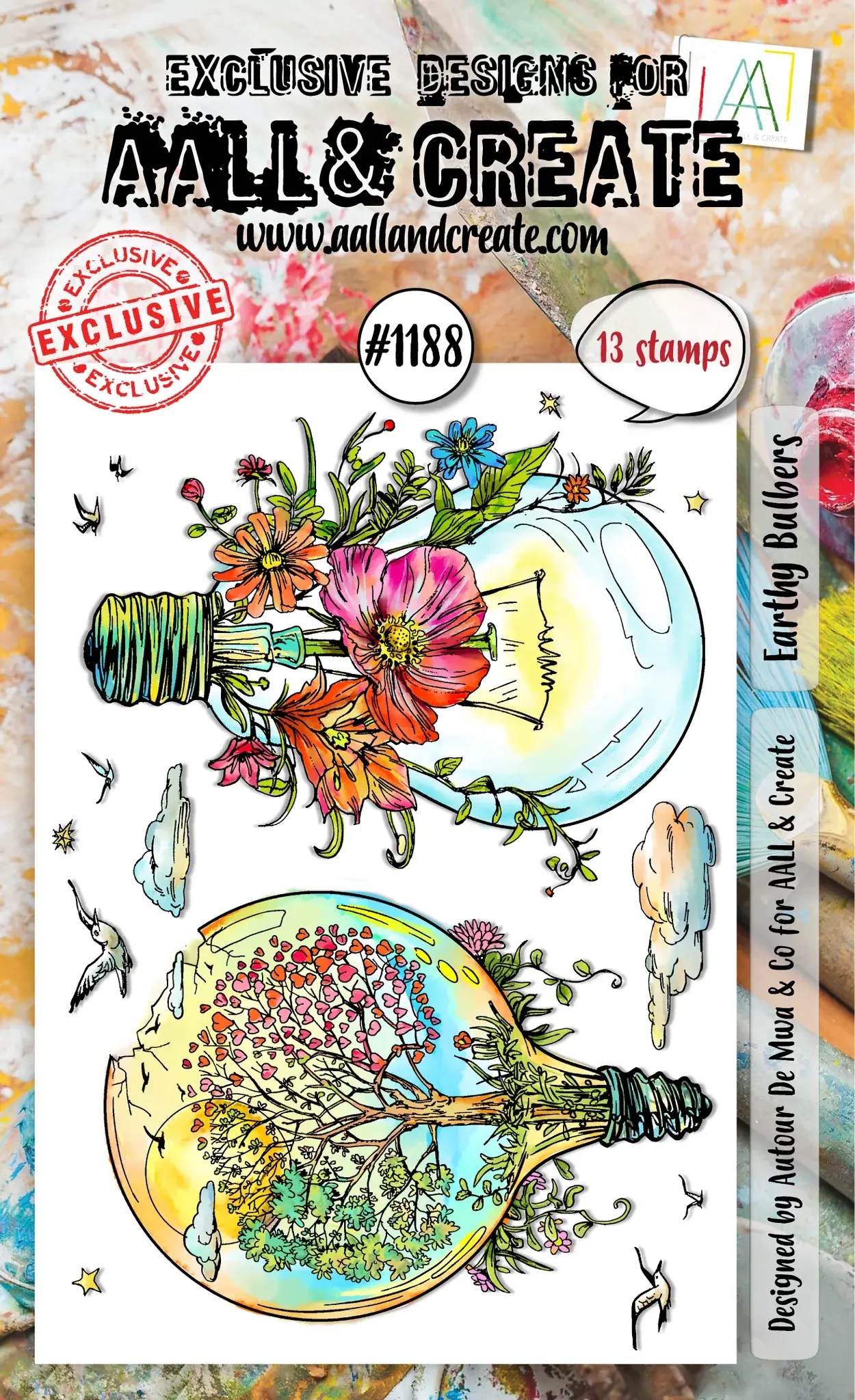 AALL & CREATE AALL & CREATE AUTOUR DE MWA #1188 EARTHY BULBERS A6 CLEAR STAMP SET