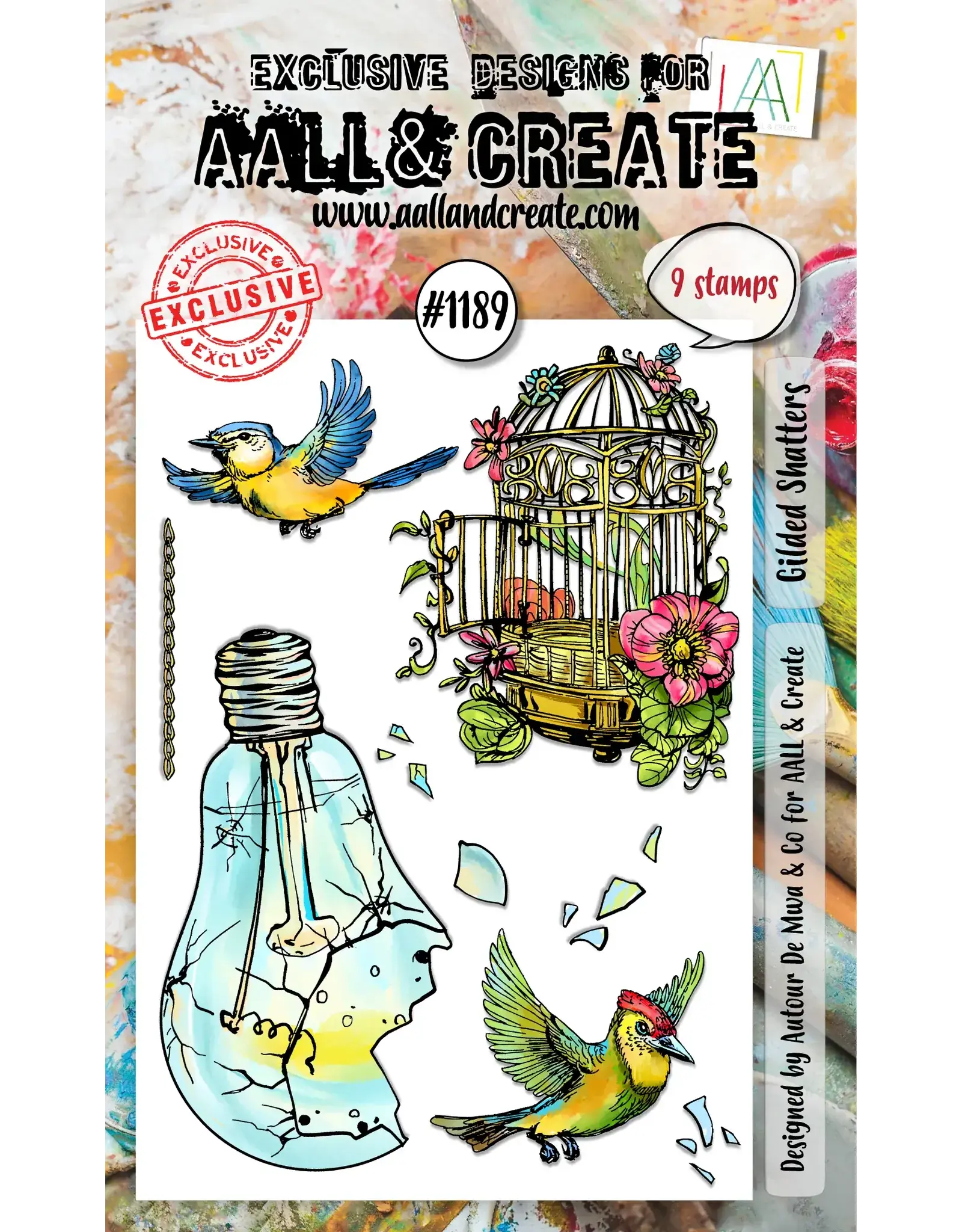 AALL & CREATE AALL & CREATE AUTOUR DE MWA #1189 GILDED SHATTERS A6 CLEAR STAMP SET