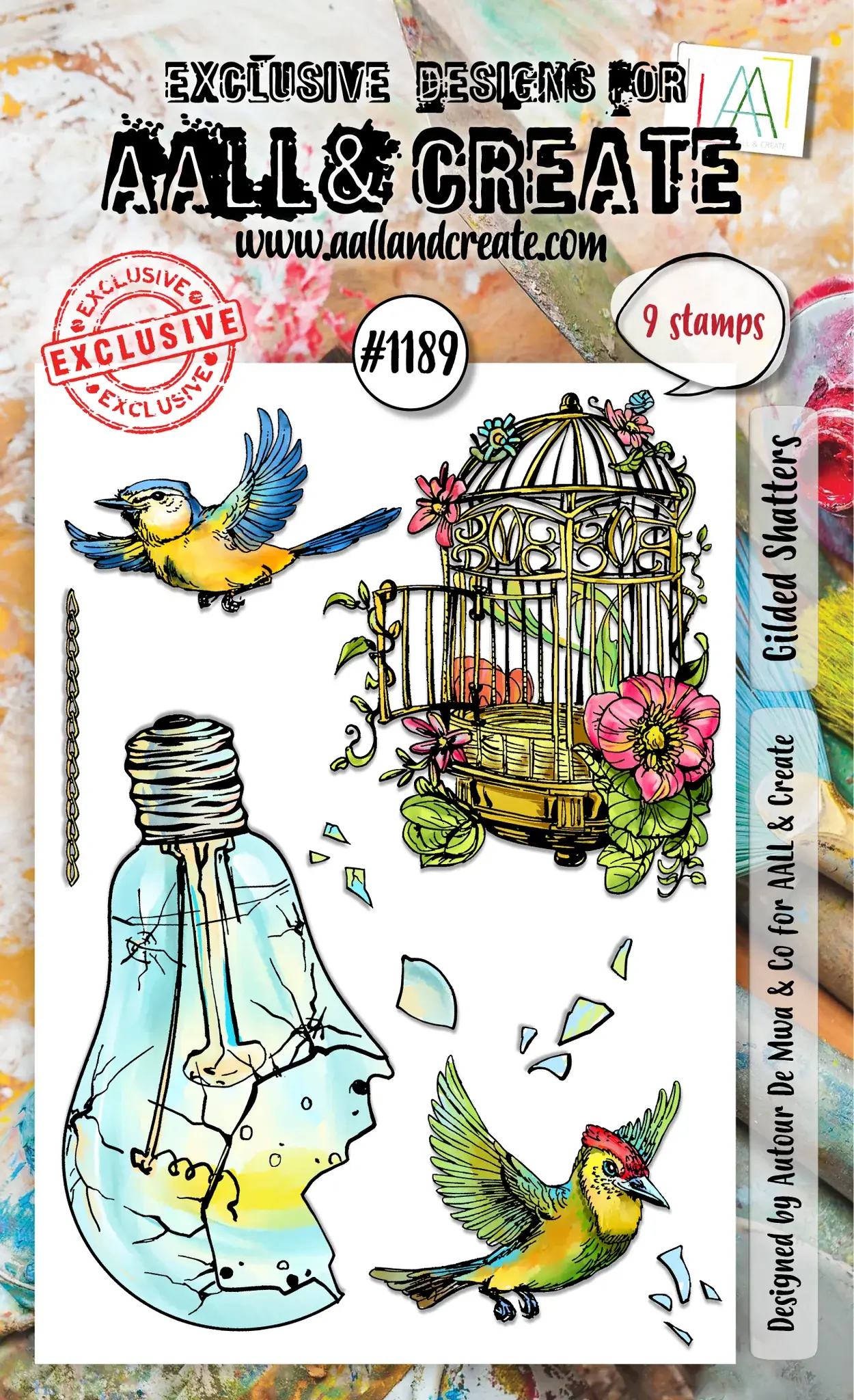 AALL & CREATE AALL & CREATE AUTOUR DE MWA #1189 GILDED SHATTERS A6 CLEAR STAMP SET