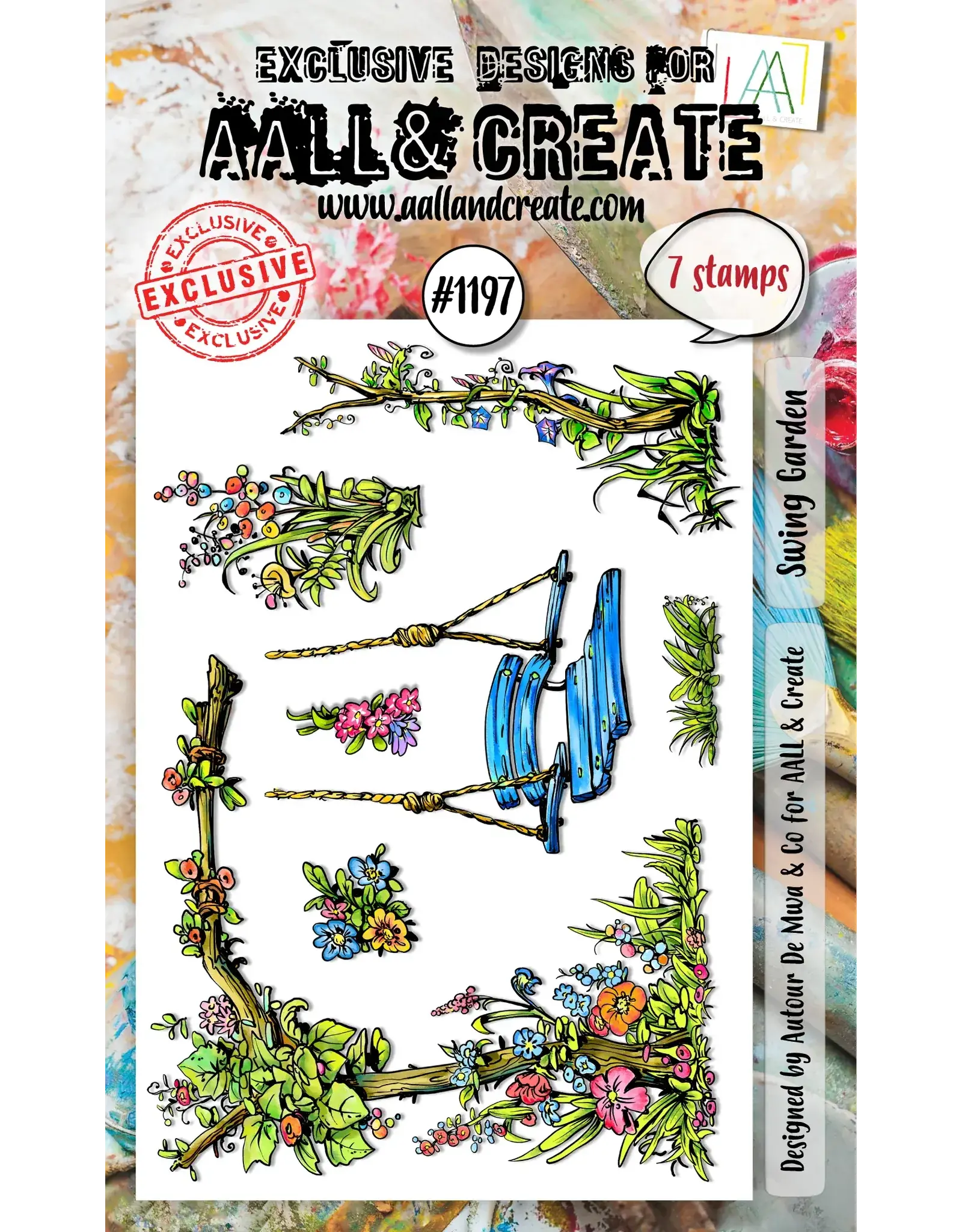 AALL & CREATE AALL & CREATE AUTOUR DE MWA #1197 SWING GARDEN A6 CLEAR STAMP SET