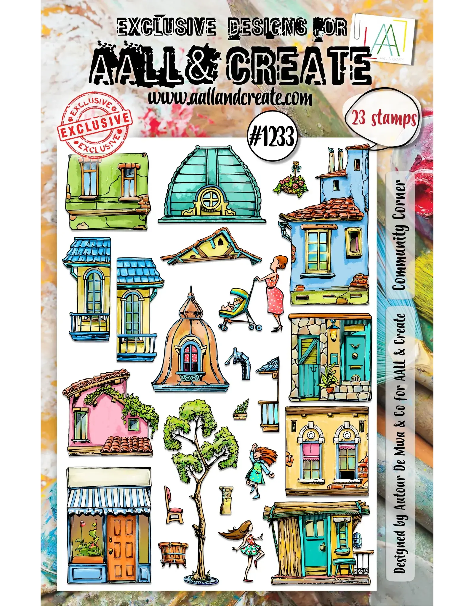 AALL & CREATE AALL & CREATE AUTOUR DE MWA #1233 COMMUNITY CORNER A5 CLEAR STAMP SET