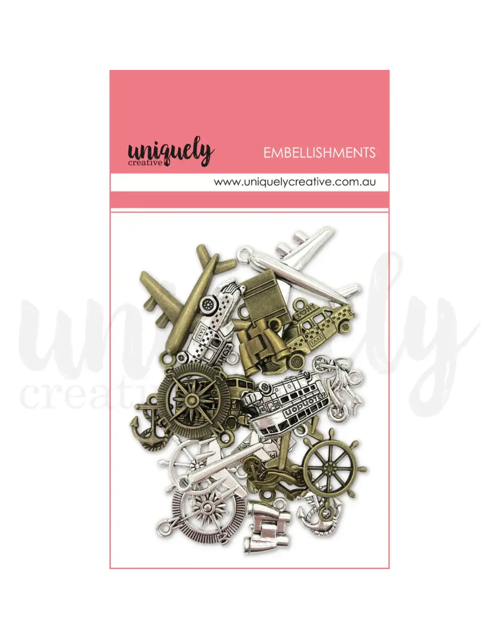 UNIQUELY CREATIVE UNIQUELY CREATIVE TRAVEL CHARMS METAL EMBELLISHMENTS