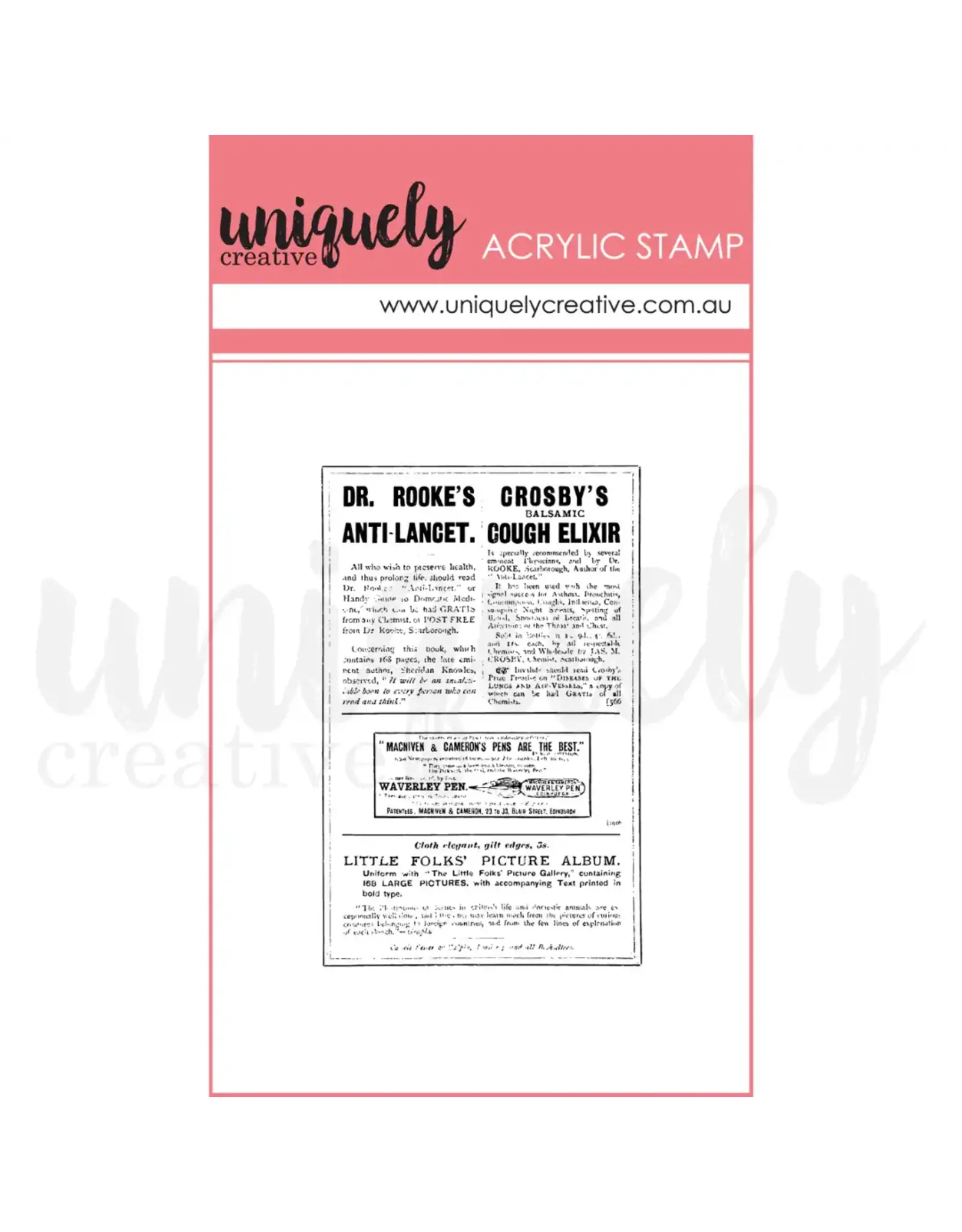 UNIQUELY CREATIVE UNIQUELY CREATIVE VINTAGE NEWSPAPER MINI CLEAR STAMP