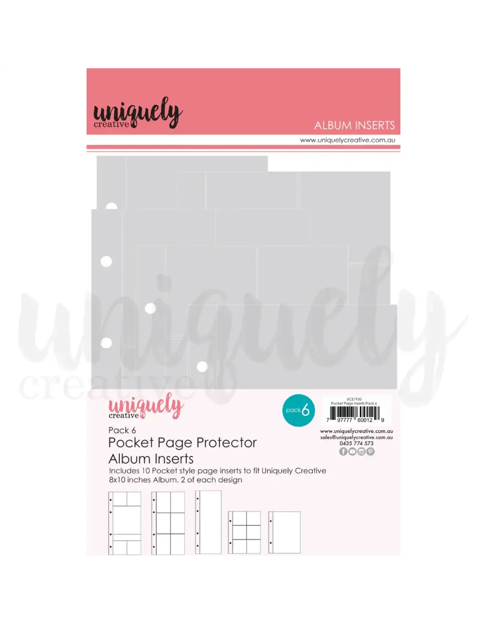 UNIQUELY CREATIVE UNIQUELY CREATIVE PACK 6 POCKET PAGE PROTECTOR ALBUM INSERTS