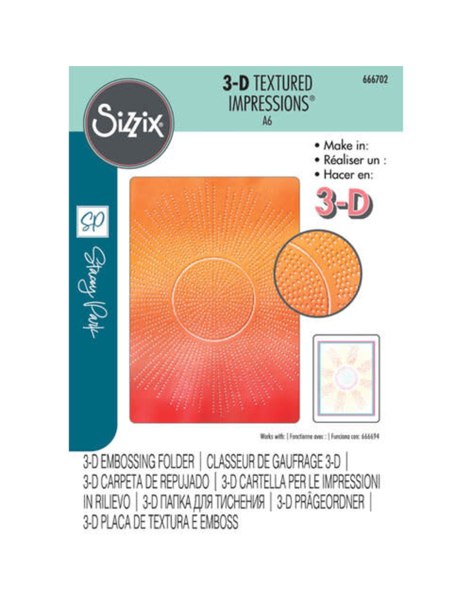 SIZZIX SIZZIX STACEY PARK COSMOPOLITAN, SHINE BRIGHT 3-D TEXTURED IMPRESSIONS A6 EMBOSSING FOLDER