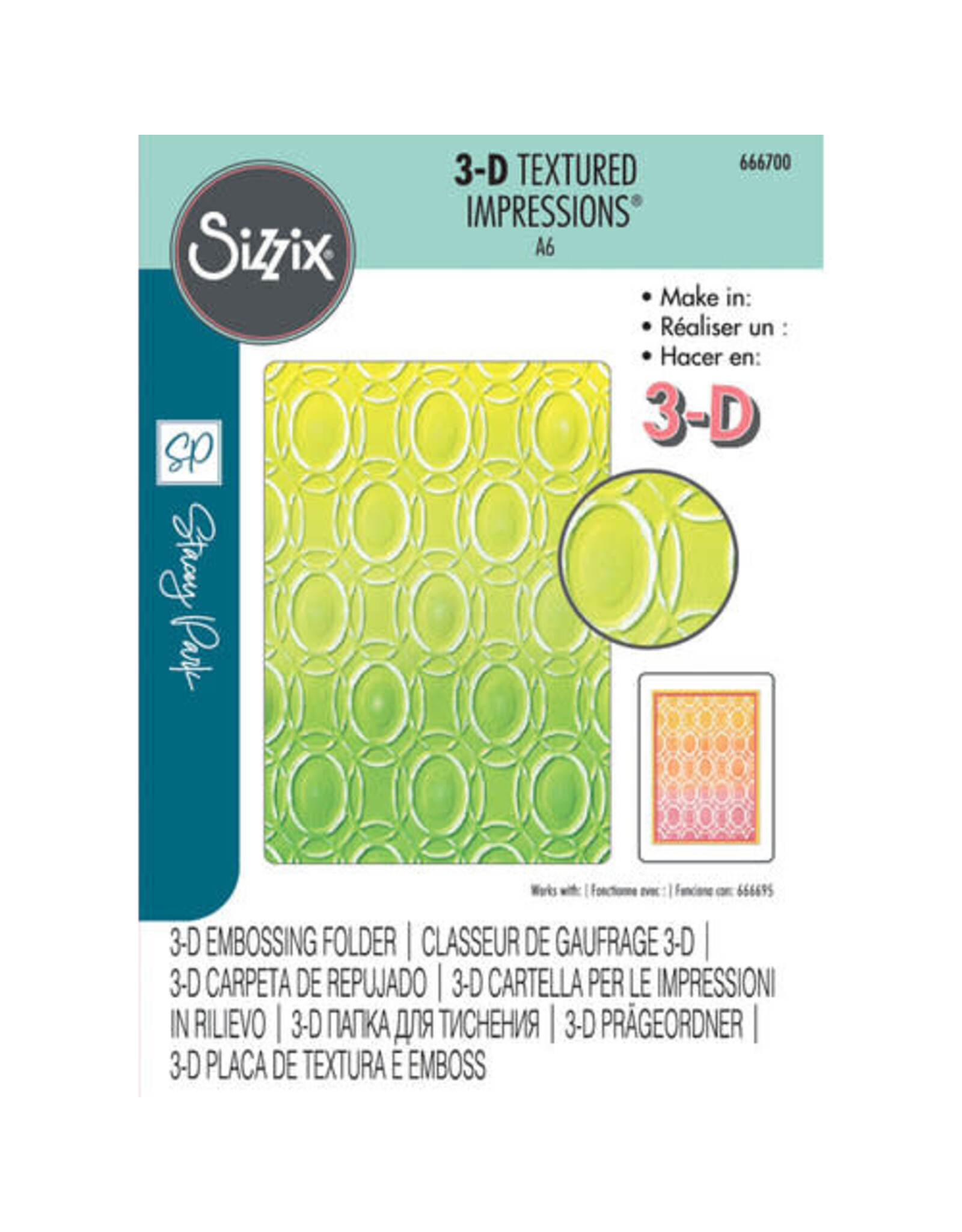 SIZZIX SIZZIX STACEY PARK COSMOPOLITAN, GOLDEN RINGS 3-D TEXTURED IMPRESSIONS A6 EMBOSSING FOLDER