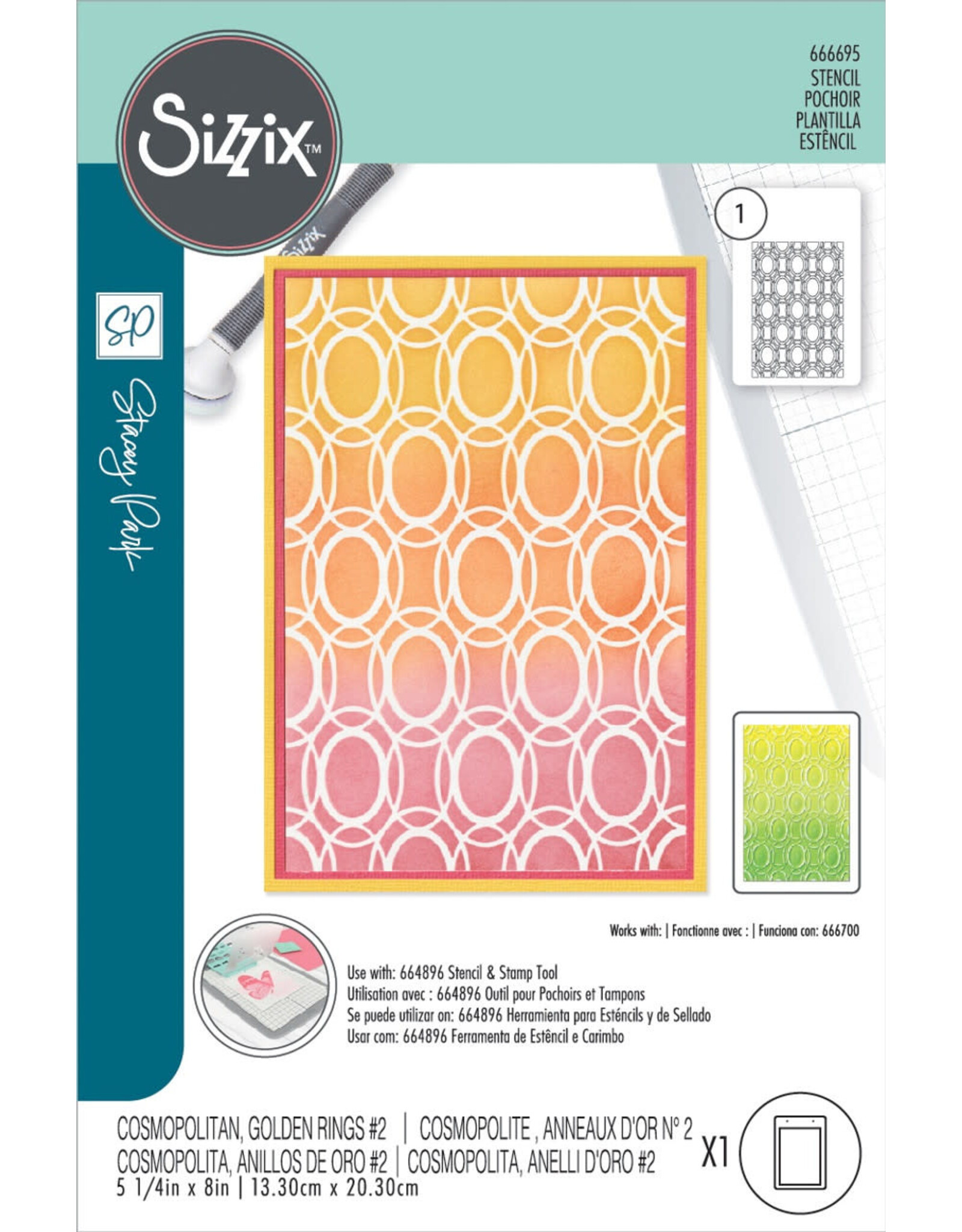 SIZZIX SIZZIX STACEY PARK COSMOPOLITAN, GOLDEN RINGS #2 A6 STENCIL