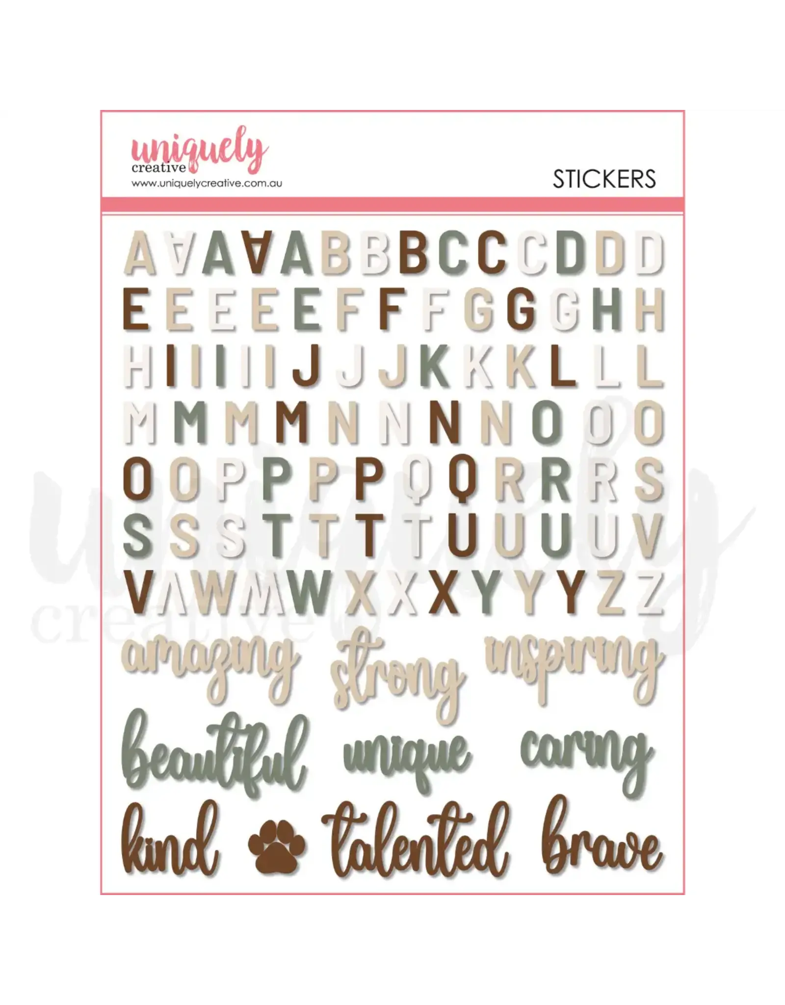 UNIQUELY CREATIVE WILLOW & GRACE PUFFY ALPHA STICKERS