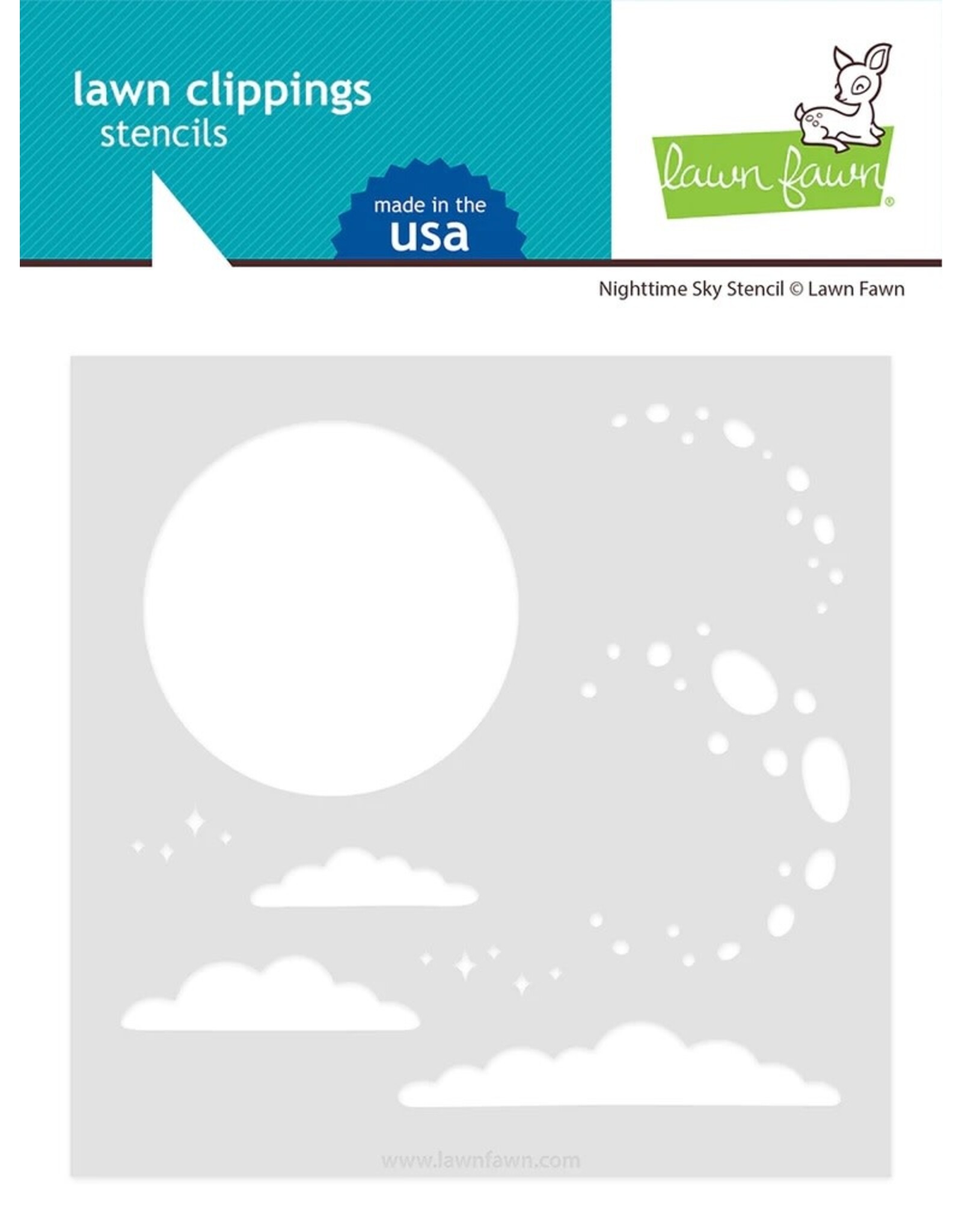 LAWN FAWN LAWN FAWN LAWN CLIPPINGS NIGHTTIME SKY 6x6  STENCIL