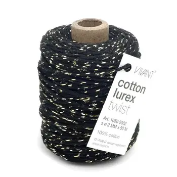 VIVANT LUREX BLACK COTTON CORD 54 yrds