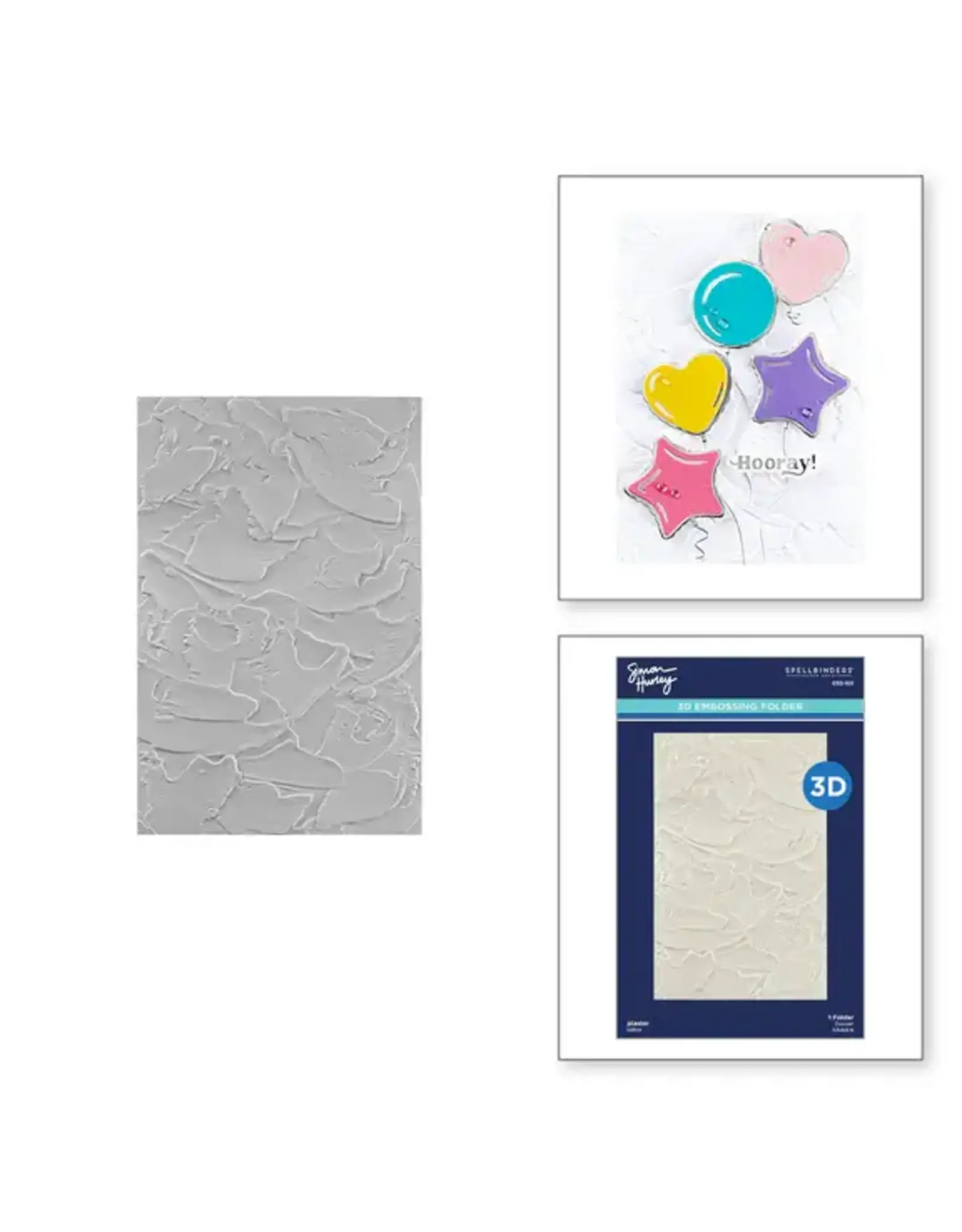 SPELLBINDERS SPELLBINDERS SIMON HURLEY BIRTHDAY BASH COLLECTION PLASTER 3D EMBOSSING FOLDER