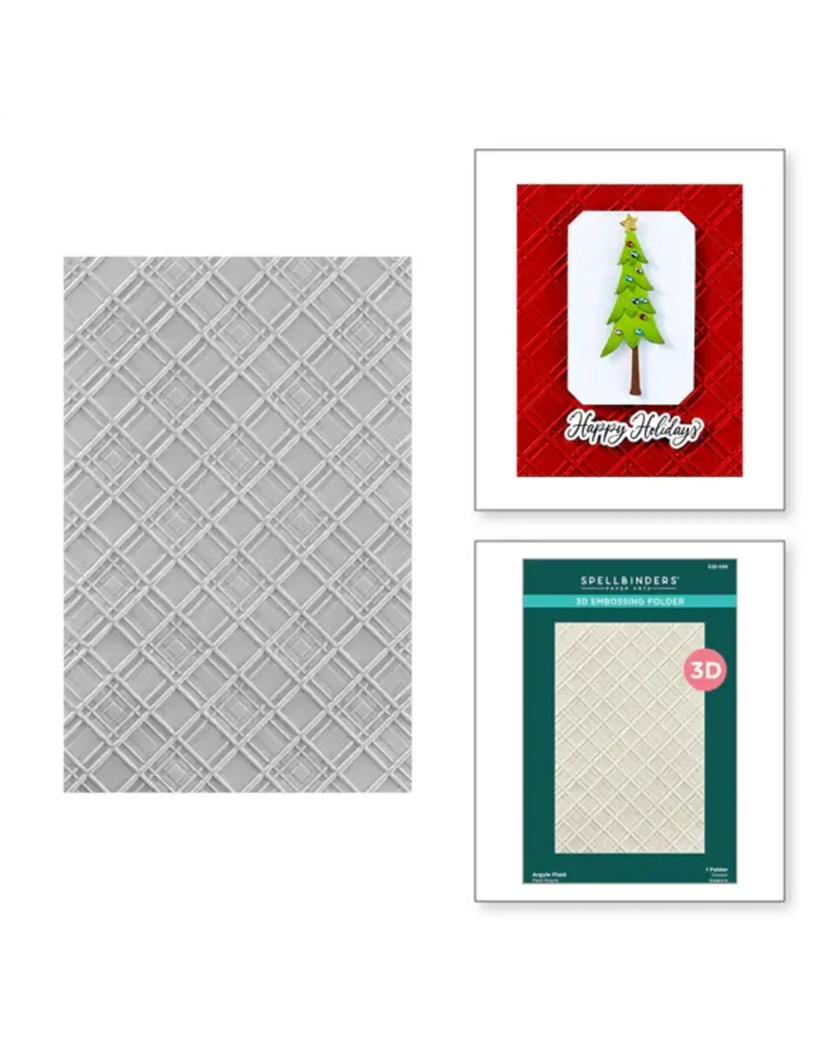 SPELLBINDERS SPELLBINDERS HOME FOR THE HOLIDAYS COLLECTION ARGYLE PLAID 3D EMBOSSING FOLDER