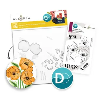 ALTENEW ALTENEW DYNAMIC DUO: PRECIOUS POPPIES OUTLINE CLEAR STAMP AND STENCIL SET