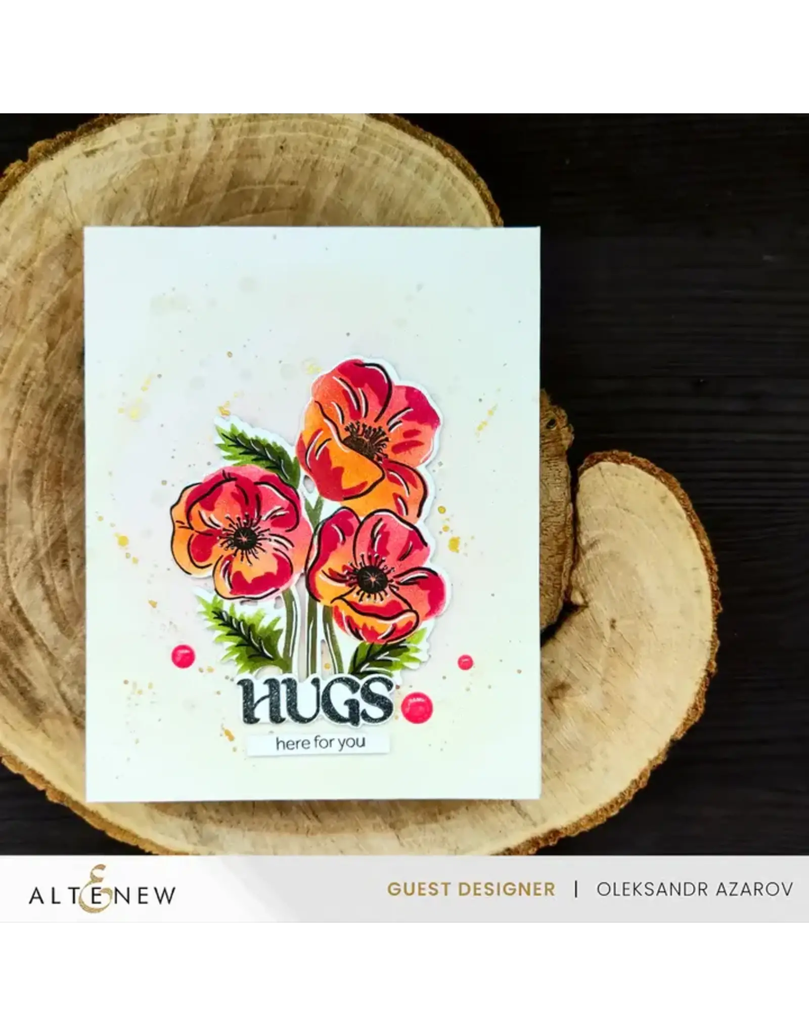 ALTENEW ALTENEW DYNAMIC DUO: PRECIOUS POPPIES OUTLINE CLEAR STAMP AND STENCIL SET
