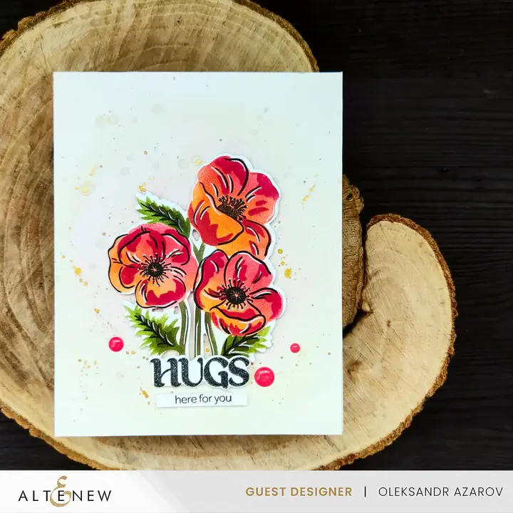 ALTENEW ALTENEW DYNAMIC DUO: PRECIOUS POPPIES OUTLINE CLEAR STAMP AND STENCIL SET