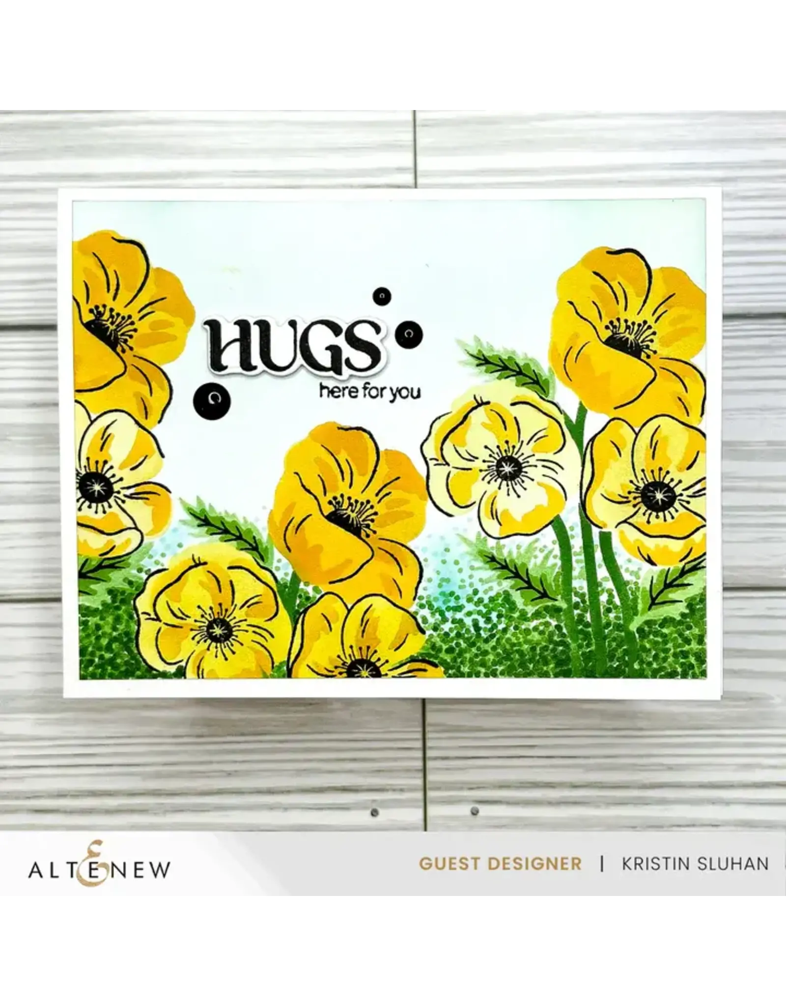 ALTENEW ALTENEW DYNAMIC DUO: PRECIOUS POPPIES OUTLINE CLEAR STAMP AND STENCIL SET