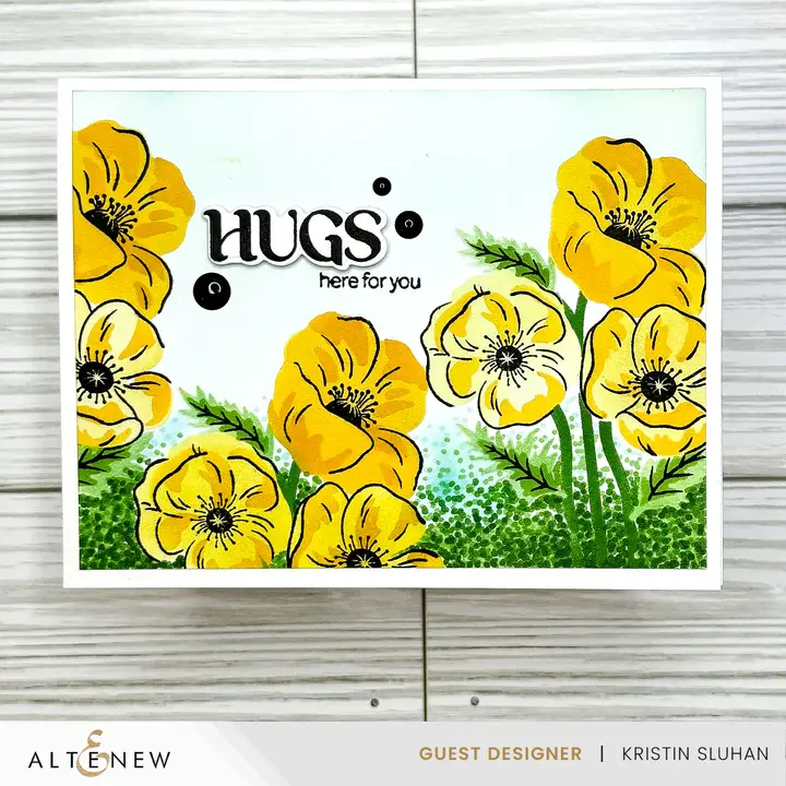 ALTENEW ALTENEW DYNAMIC DUO: PRECIOUS POPPIES OUTLINE CLEAR STAMP AND STENCIL SET
