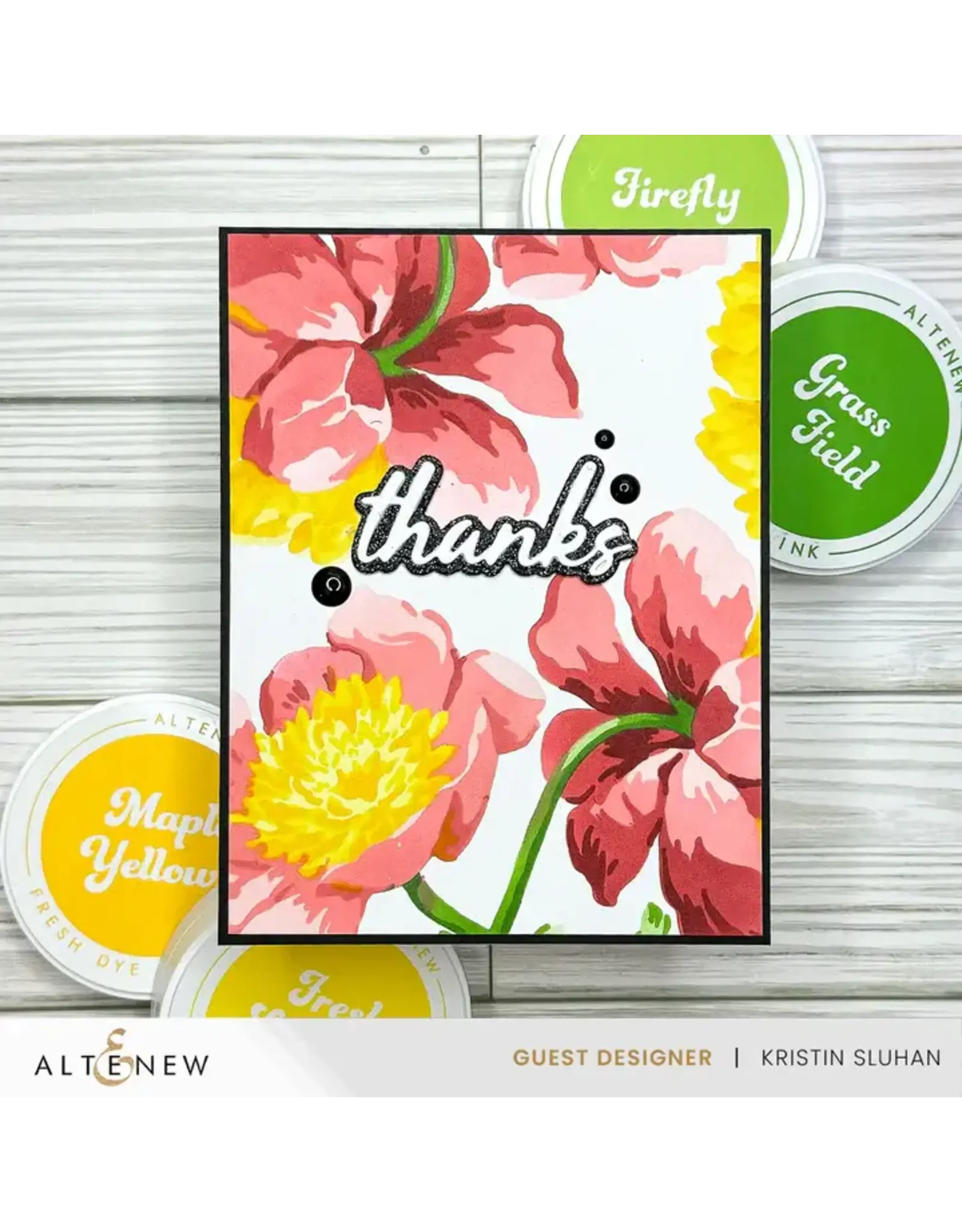 ALTENEW ALTENEW STENCIL ART: WHITE CAP PEONIES LAYERING STENCIL SET 6/PK AND ADD-ON DIE