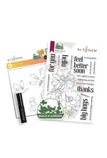 ALTENEW ALTENEW BUILD-A-GARDEN SULFUR COSMOS OUTLINE CLEAR STAMP AND STENCIL SET BUNDLE