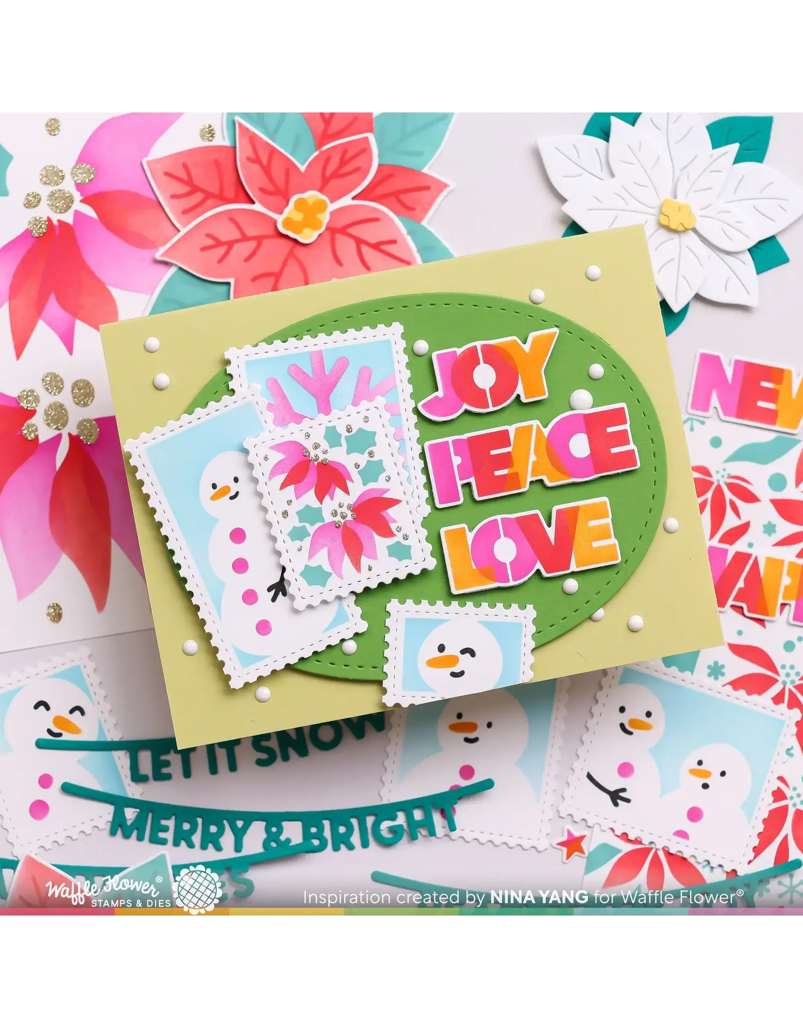 WAFFLE FLOWER WAFFLE FLOWER POSTAGE COLLAGE SNOWMAN STENCIL SET 2/PK