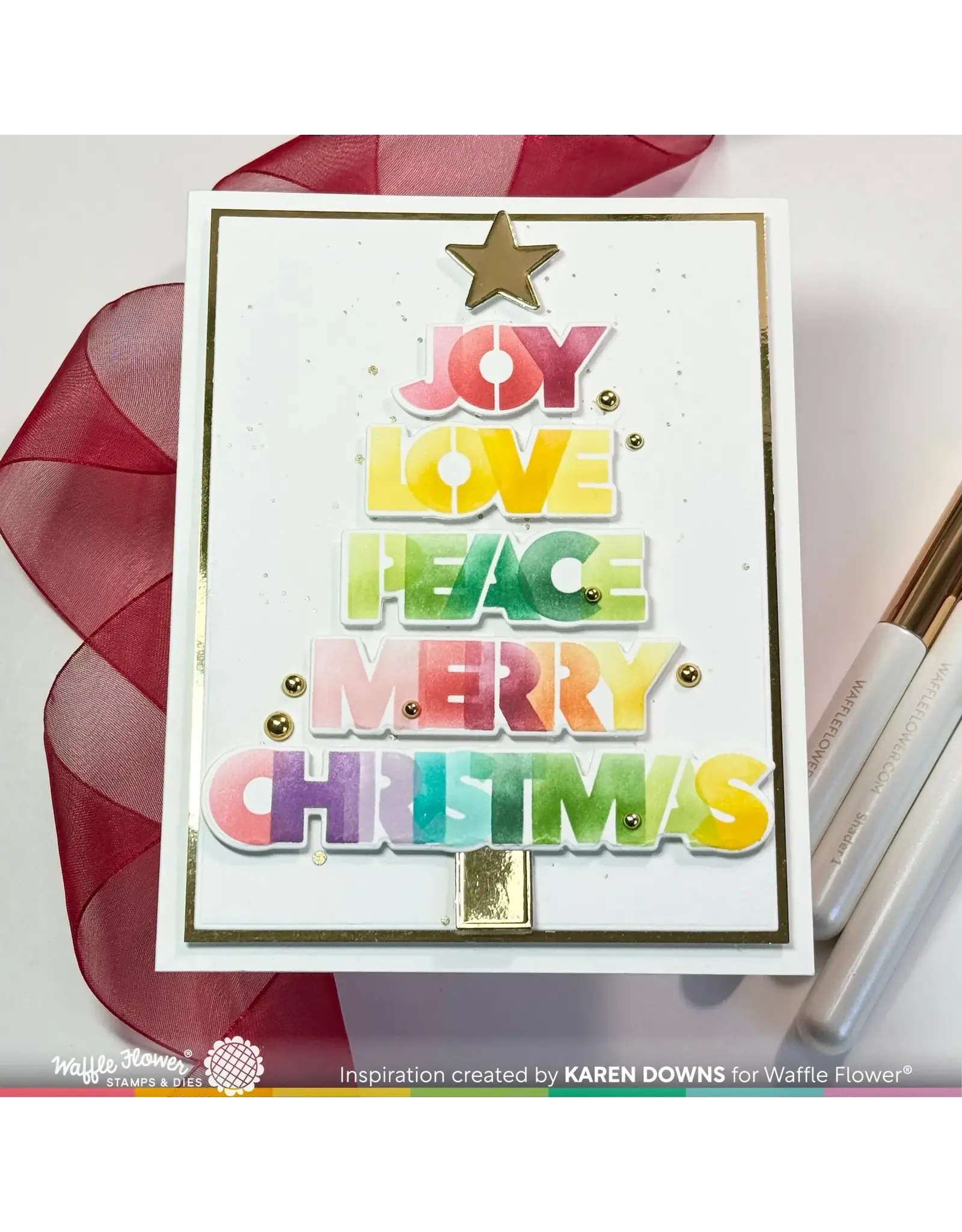 WAFFLE FLOWER WAFFLE FLOWER OVERLAPPING CHRISTMAS WORDS MATCHING DIE SET