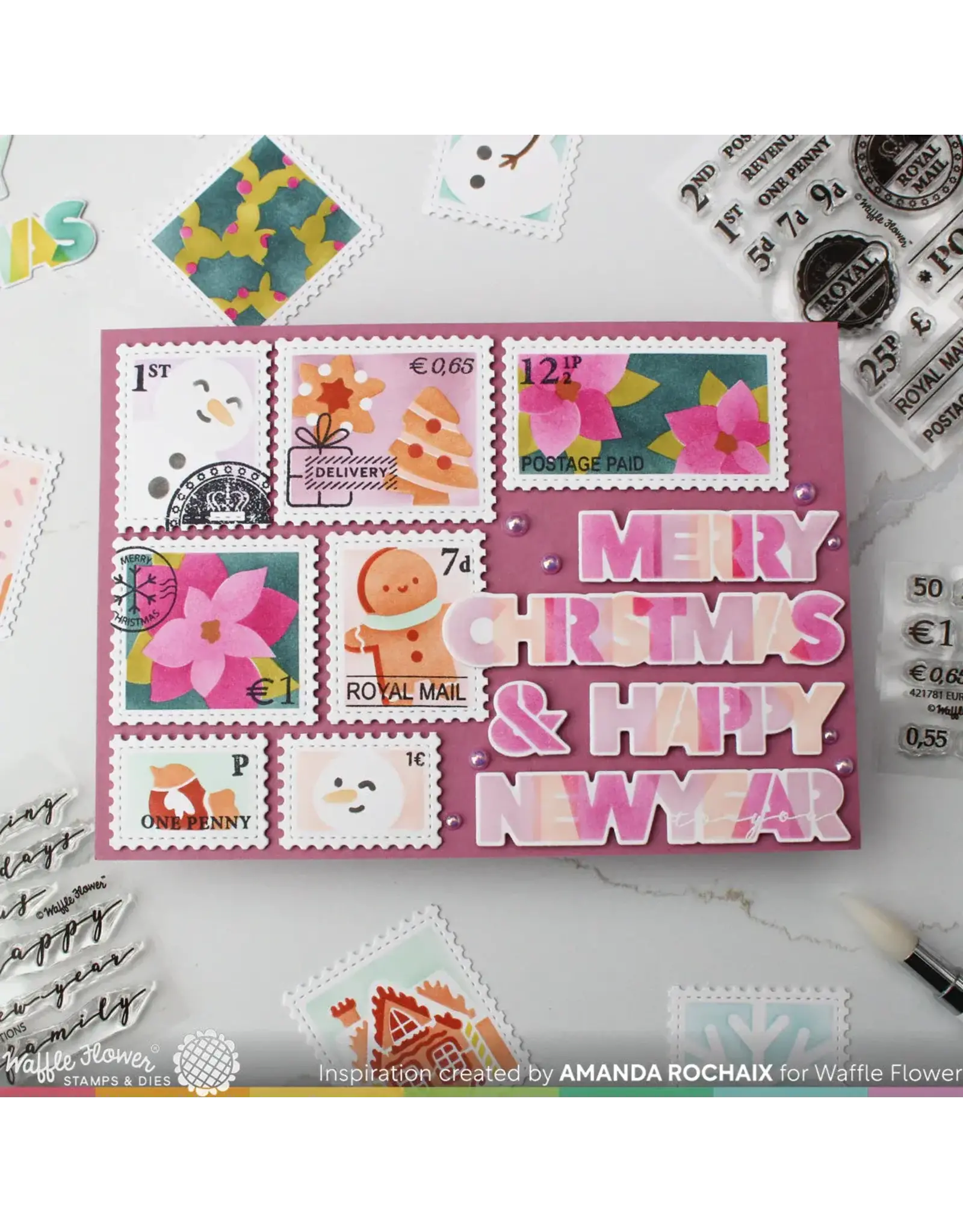 WAFFLE FLOWER WAFFLE FLOWER OVERLAPPING CHRISTMAS WORDS MATCHING DIE SET