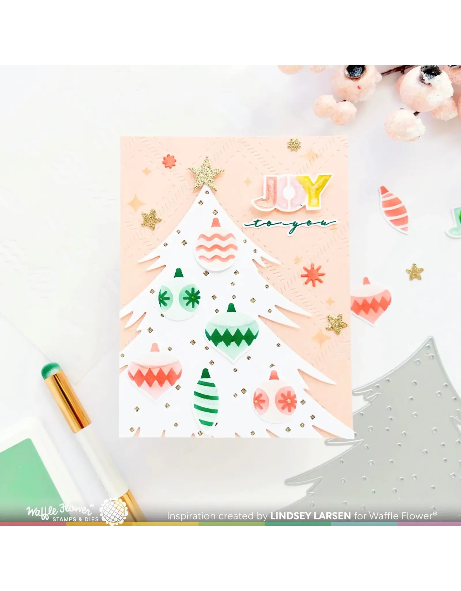 WAFFLE FLOWER WAFFLE FLOWER OVERLAPPING CHRISTMAS ADDITIONS CLEAR STAMP SET