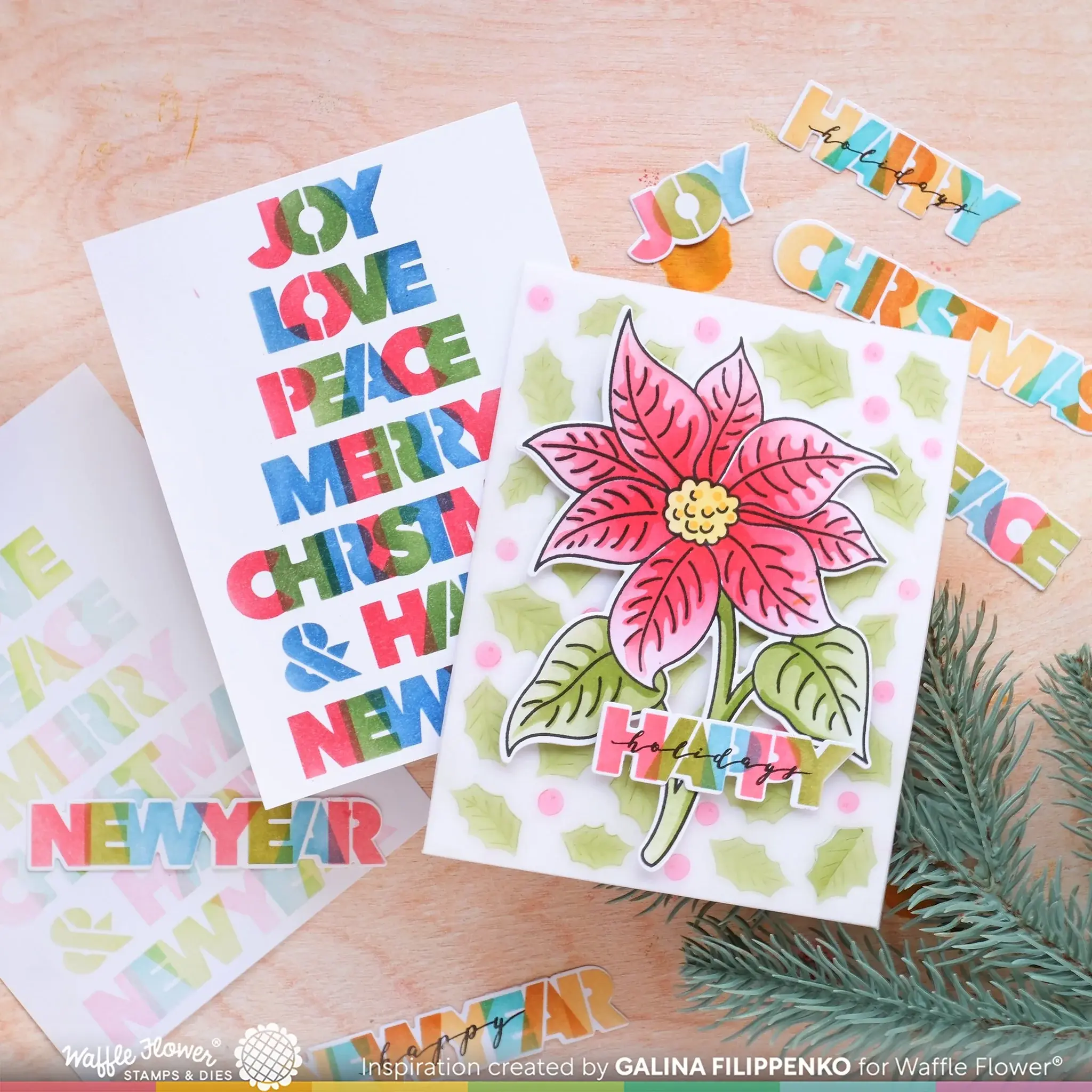 WAFFLE FLOWER WAFFLE FLOWER OVERLAPPING CHRISTMAS ADDITIONS CLEAR STAMP SET